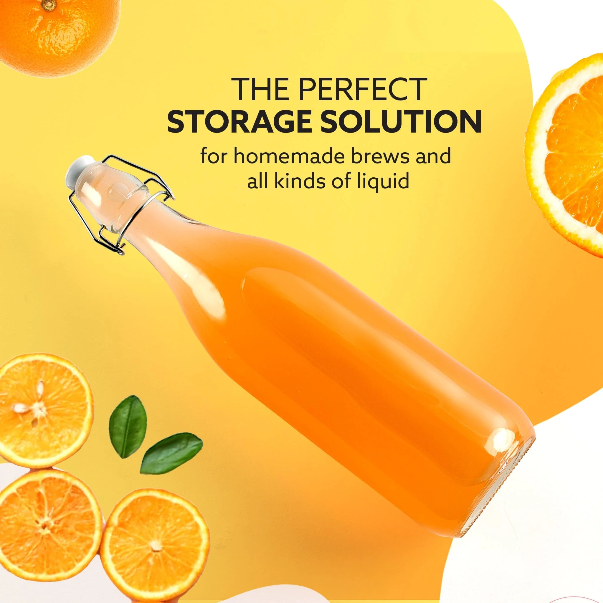 Elegant Flip Top Glass Bottle 1L Transparent, 1000ml, Freezer Safe & Leakproof Flip Cap, Clear & Stylish - Image 4