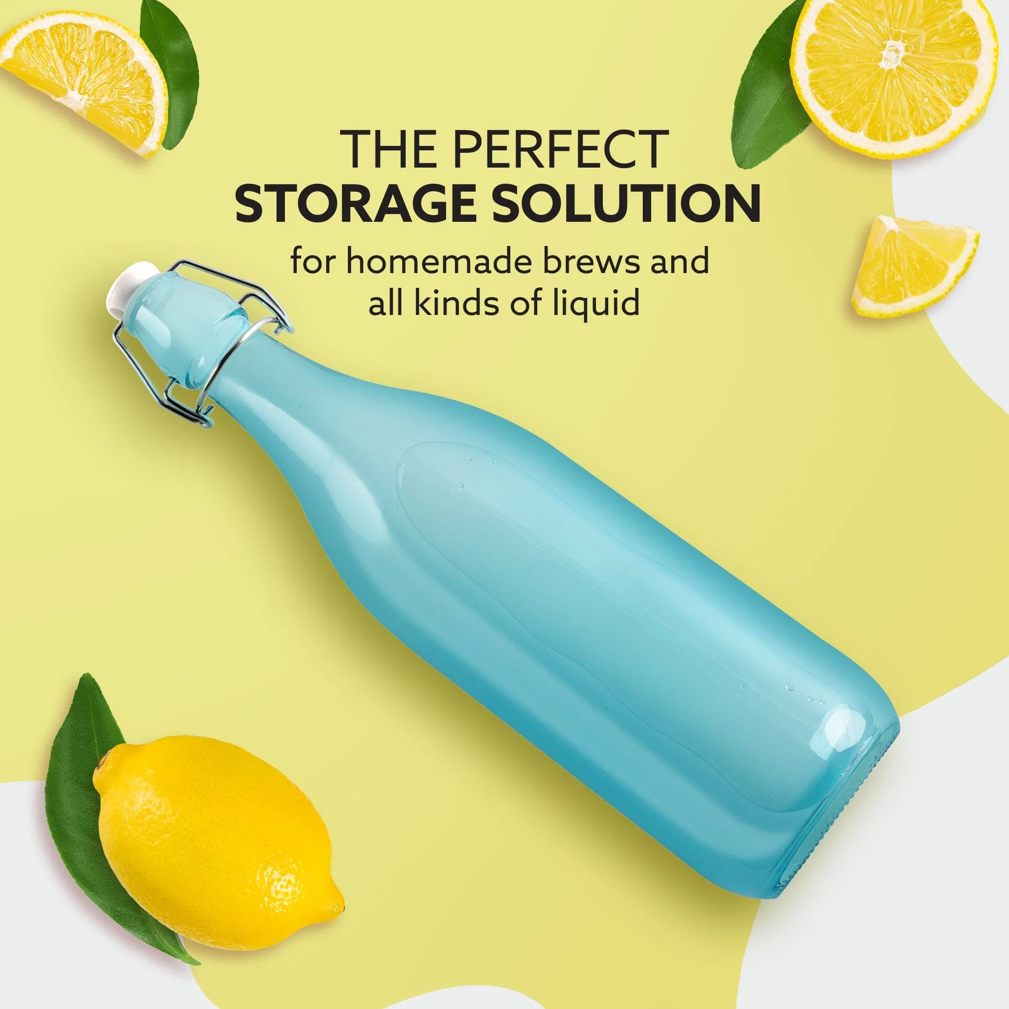 Elegant Flip Top Glass Bottle 1L Blue, 1000ml, Freezer Safe & Leakproof Flip Cap, Blue Colour & Stylish - Image 4