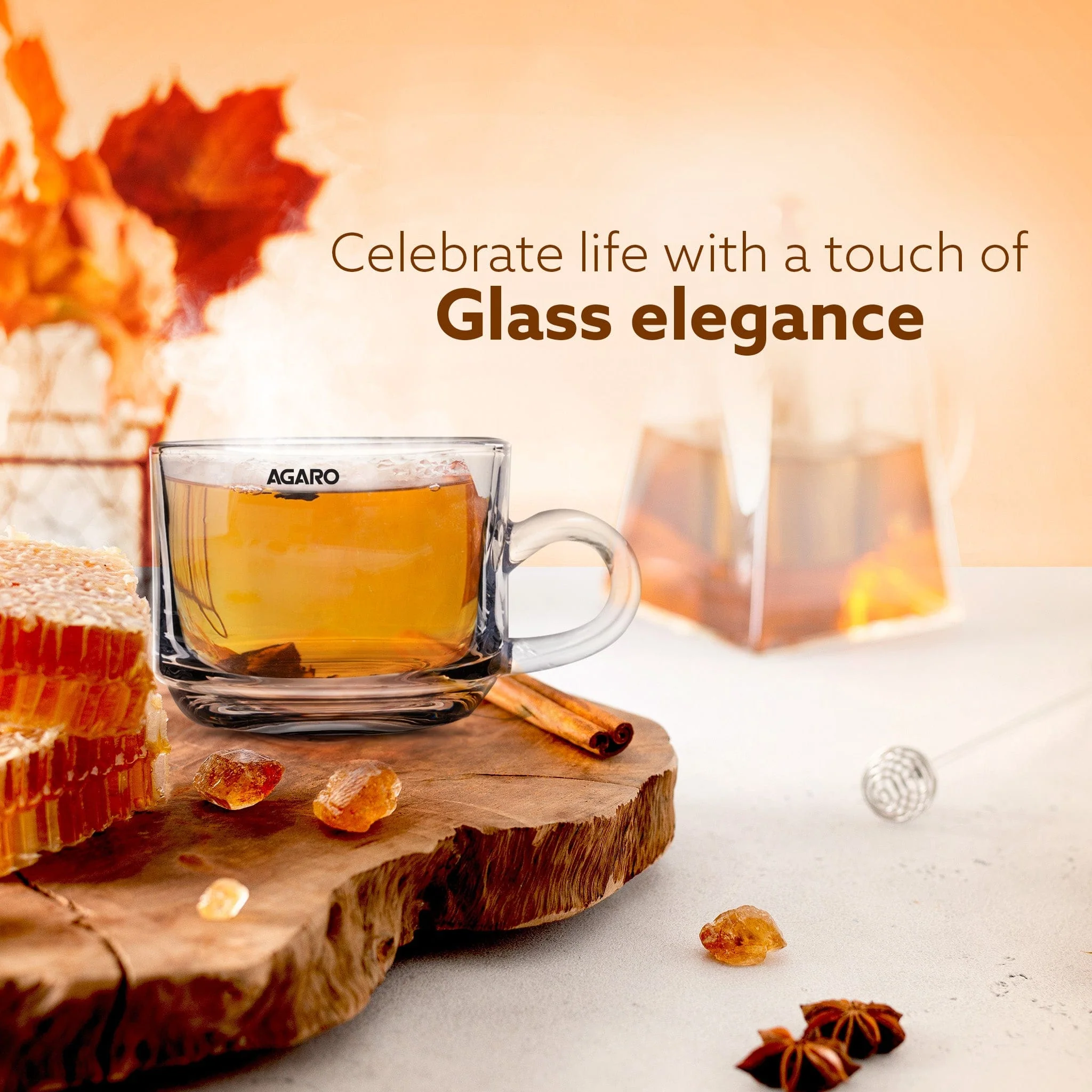 Elegant Glass Cup, 180ml, Set of 6, Crystal Clear Espresso Coffee Cup, Toughened Glass Wall with Handle, for Hot Coffee, Cappuccino, Milk, Latte, Green Tea & Black Tea - Image 2