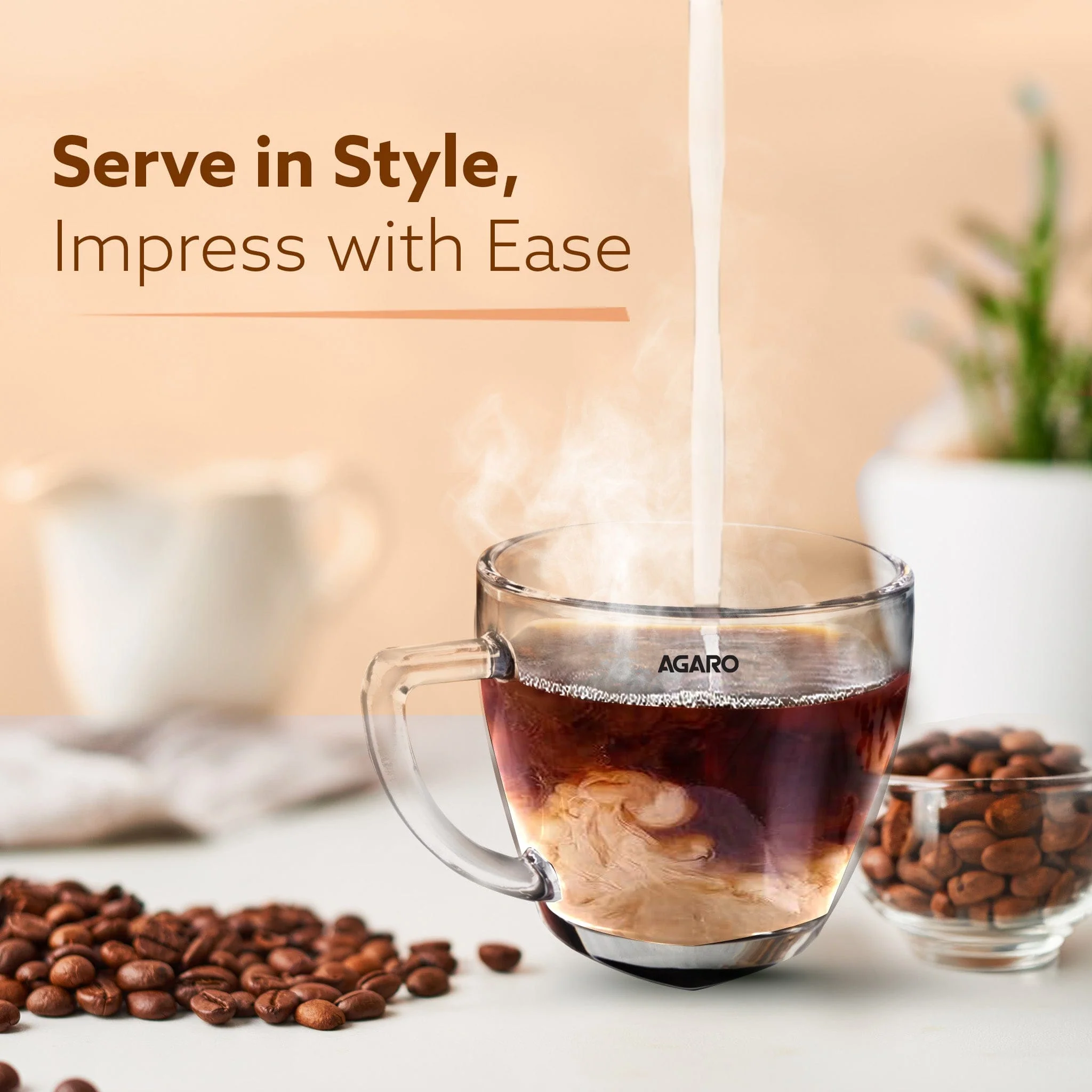 Elegant Glass Cup, 200ml, Set of 6, Crystal Clear Espresso Coffee Cup, Toughened Glass Wall with Handle, for Hot Cofee, Cappuccino, Milk, Latte, Green Tea & Black Tea - Image 4