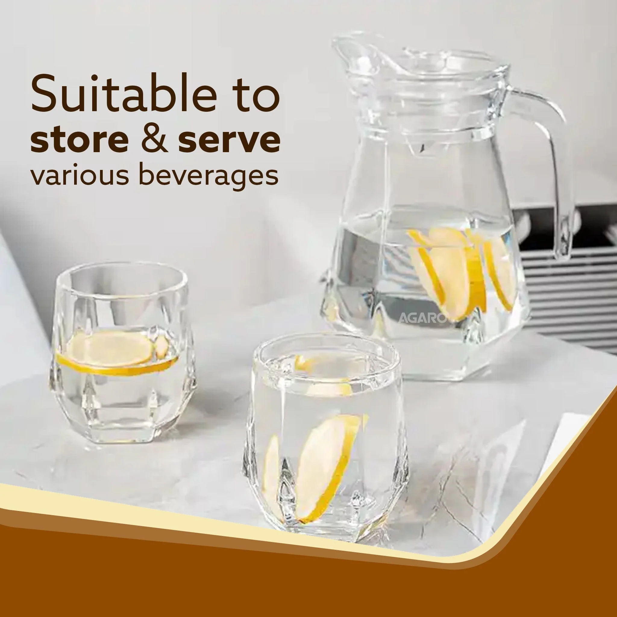 Elegant Glass Jug, 1.3L, Multipurpose Jug, Easy Pour & Strong Handle, Transparent Beverage Carafe for Home, Office, Pitcher for Serve Water, Milk, Juice, Lassi, Cocktail, Ideal for Gift - Image 2