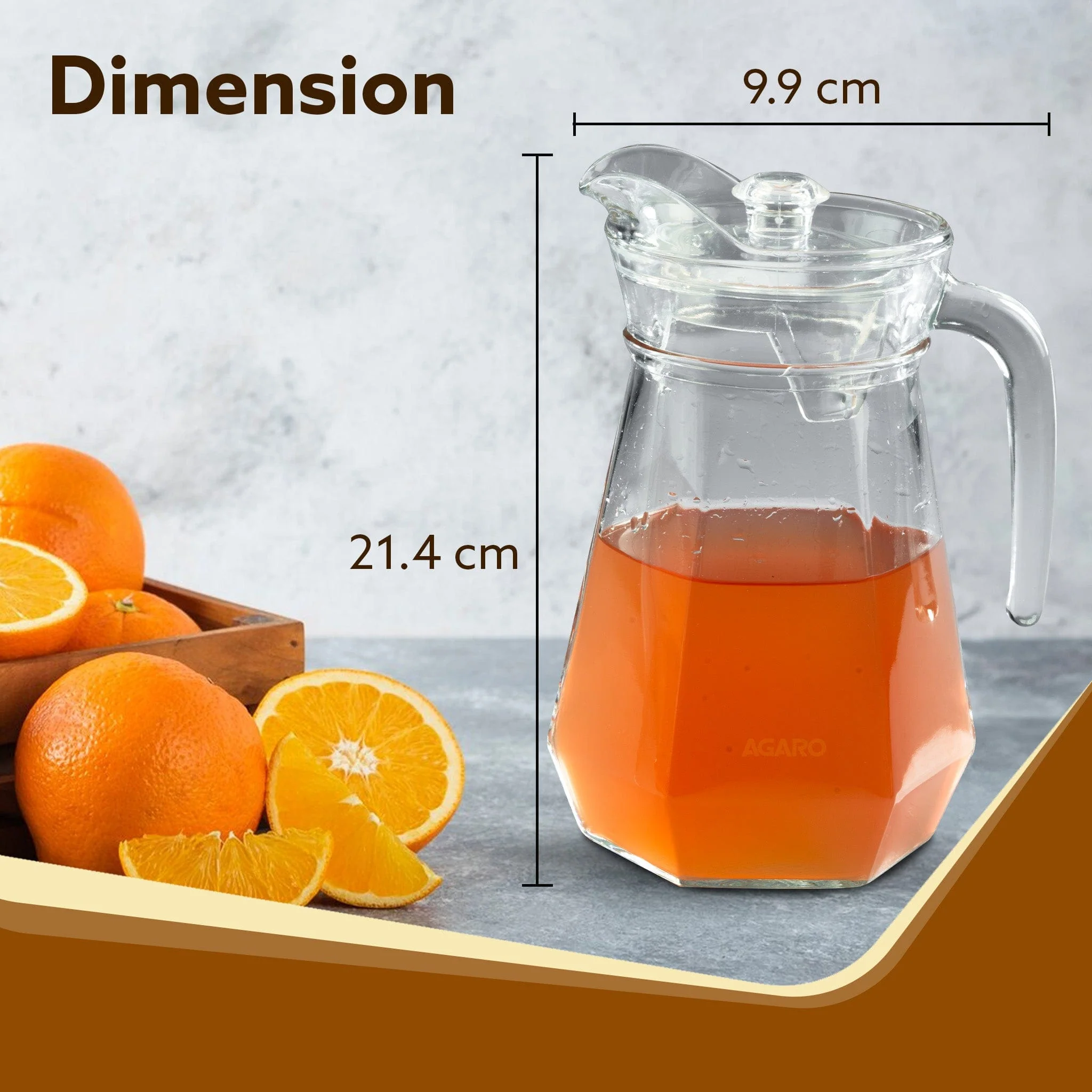 Elegant Glass Jug, 1.3L, Multipurpose Jug, Easy Pour & Strong Handle, Transparent Beverage Carafe for Home, Office, Pitcher for Serve Water, Milk, Juice, Lassi, Cocktail, Ideal for Gift - Image 5