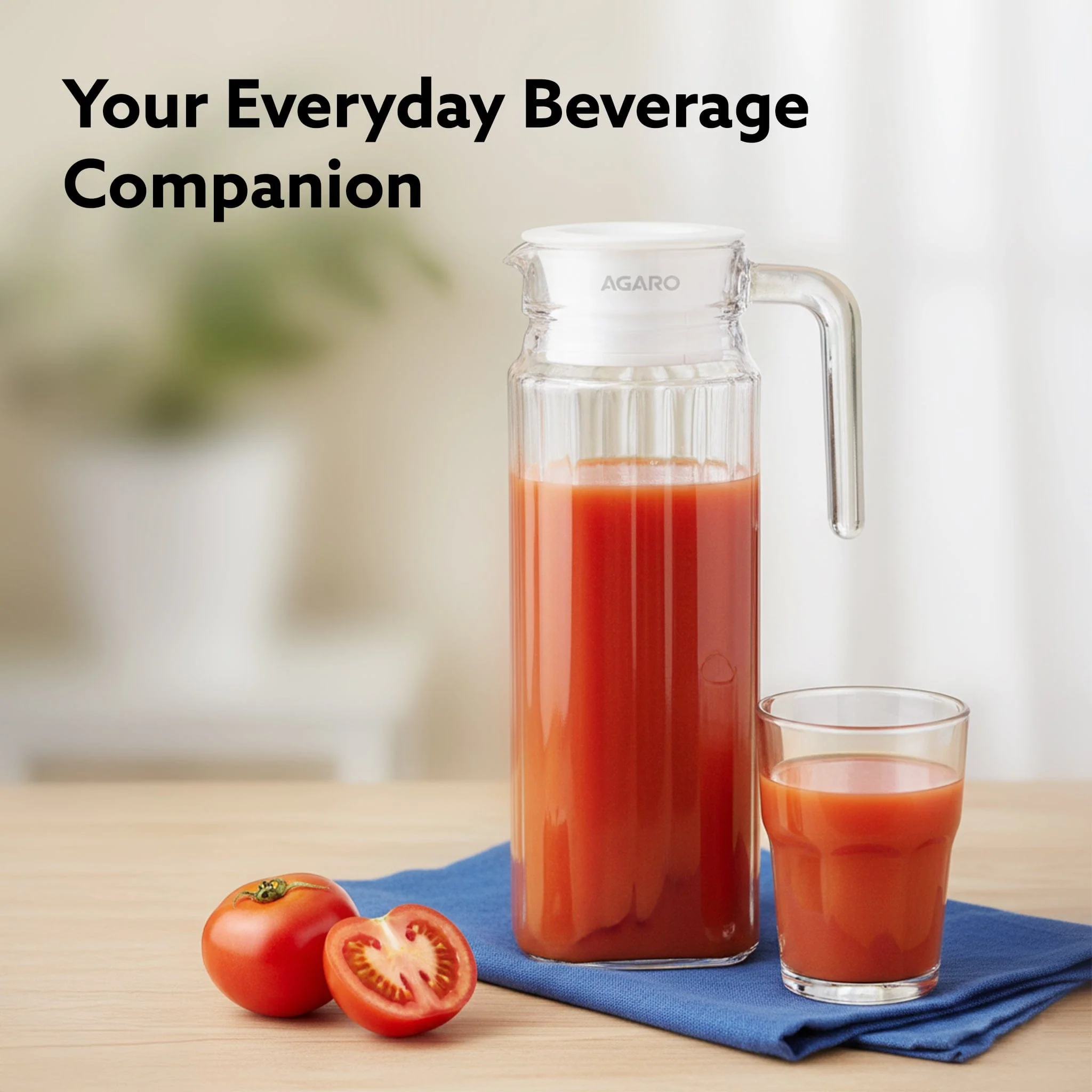 Elegant Glass Jug with Lid, 1.1L, Multipurpose Jug, Easy Pour Spout & Strong Handle, Transparent Beverage Carafe for Home, Office, Pitcher for Serve Water, Milk, Juice, Beverage, Lassi, Cocktail - Image 7