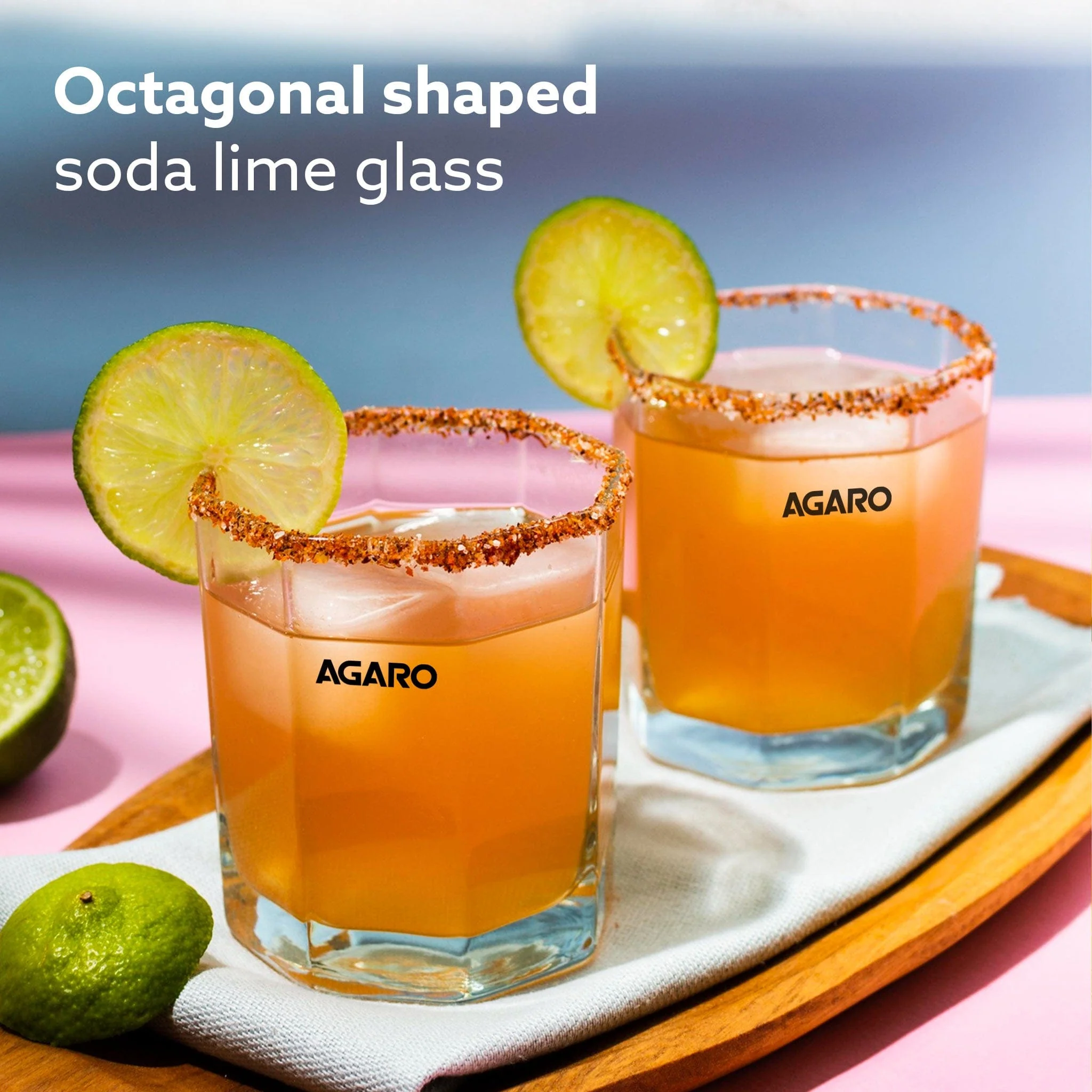 Elegant Octagonal Glass 200ml set of 6, Juice and Water Drinking Glass Transparent - Image 4