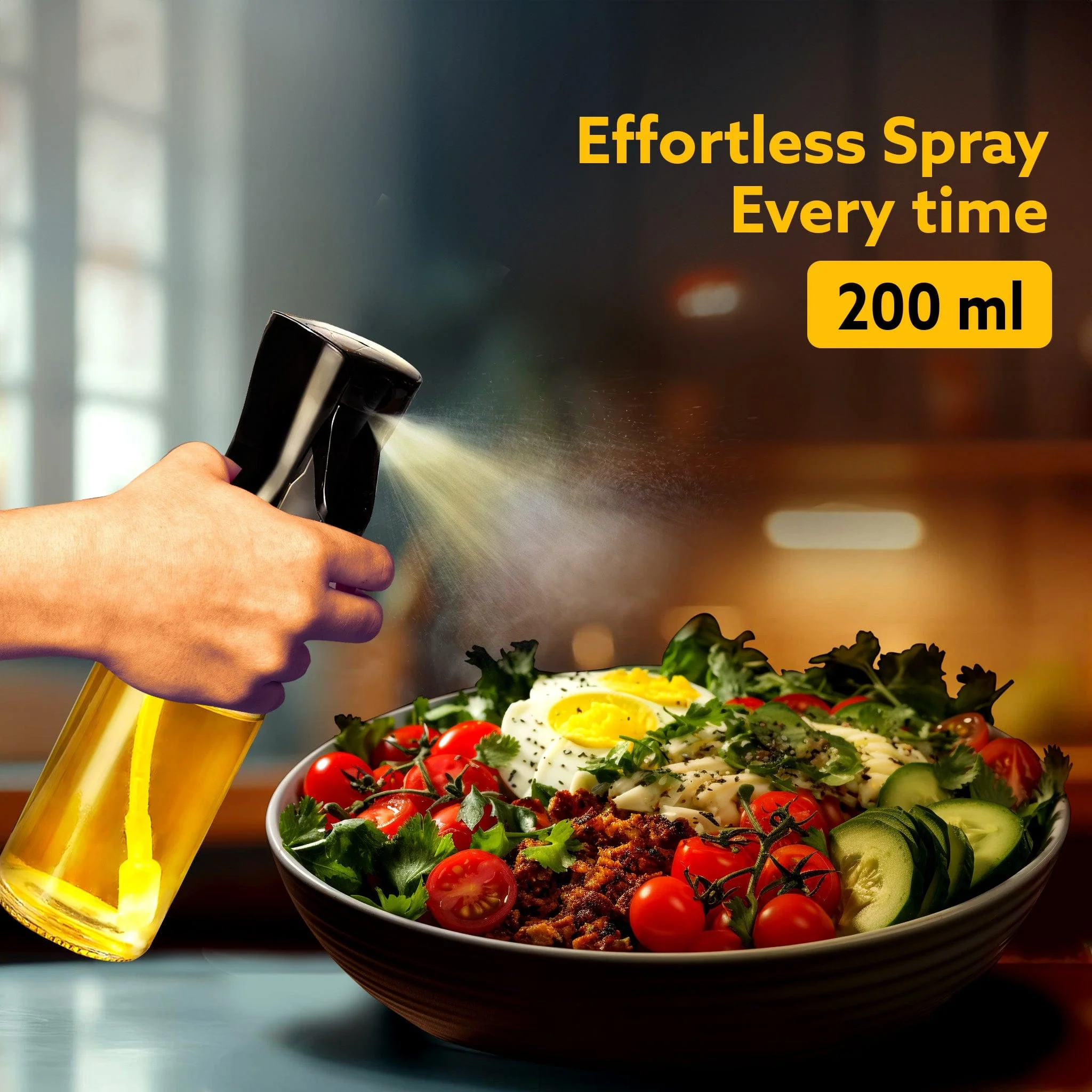 Elegant Oil Sprayer For Cooking, 200 Ml, Glass Body, Refillable Cooking Oil Spray Bottle, Oil Spritzer, Widely Used For Salad Making, Baking, Frying, Bbq, Portable,Brown - Image 2