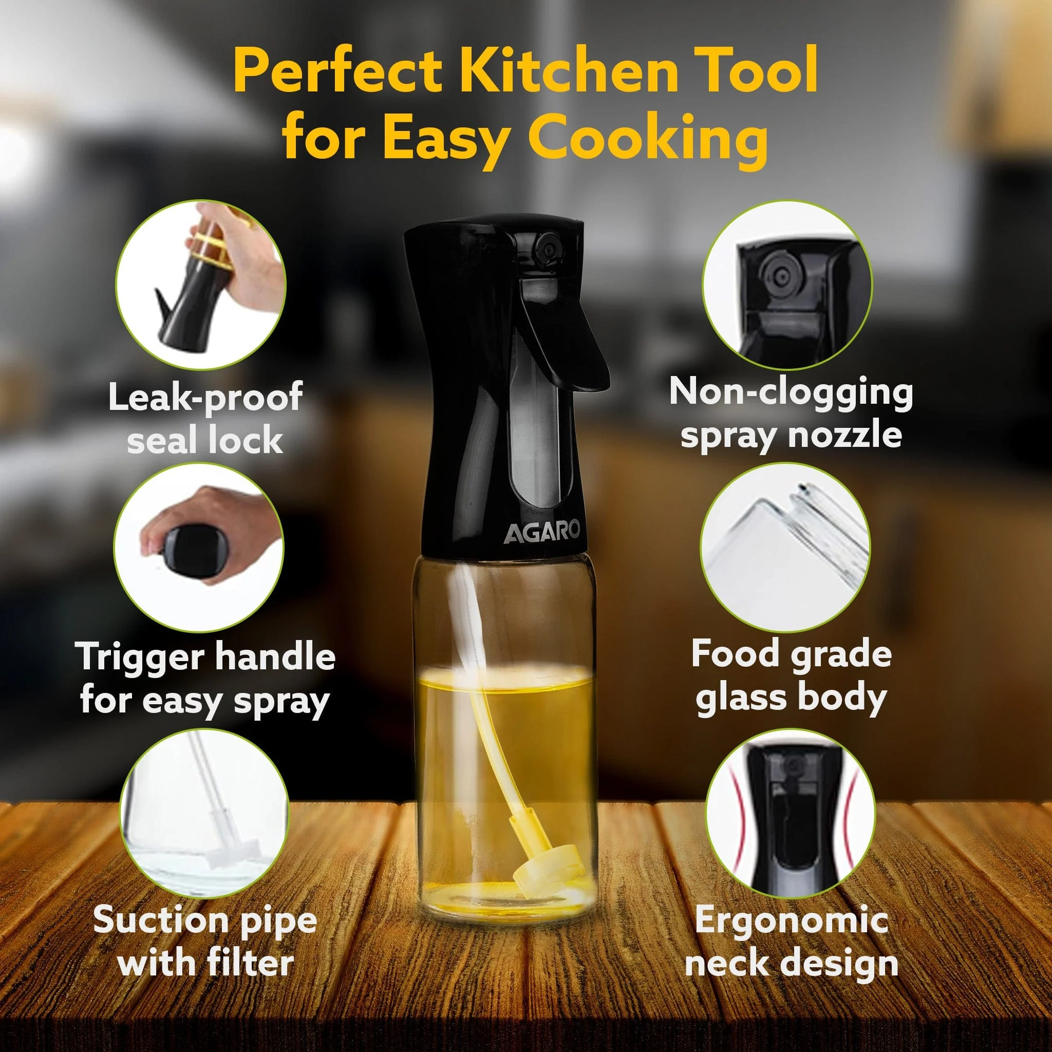 Elegant Oil Sprayer For Cooking, 200 Ml, Glass Body, Refillable Cooking Oil Spray Bottle, Oil Spritzer, Widely Used For Salad Making, Baking, Frying, Bbq, Portable,Brown - Image 5