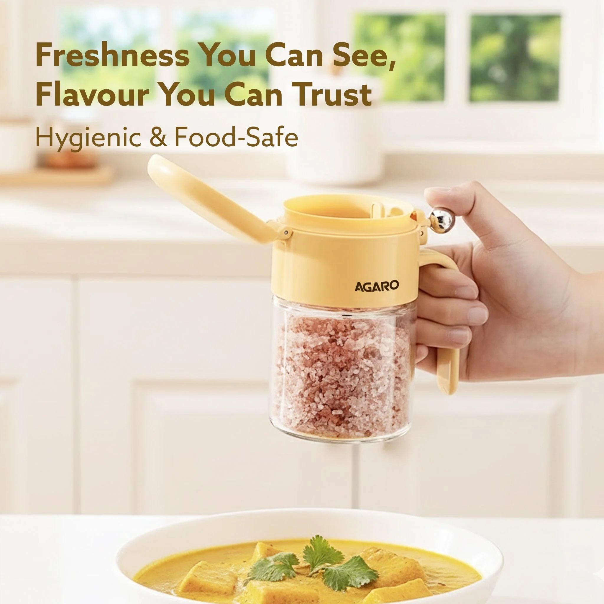 Elegant Spice Jar 400ml, Airtight Glass Masala Brown Container with Secure Lid & Spoon, Versatile Seasoning & Storage Bottle for Kitchen, Leak Proof, For Spices, Herbs, Sugar & More - Image 4