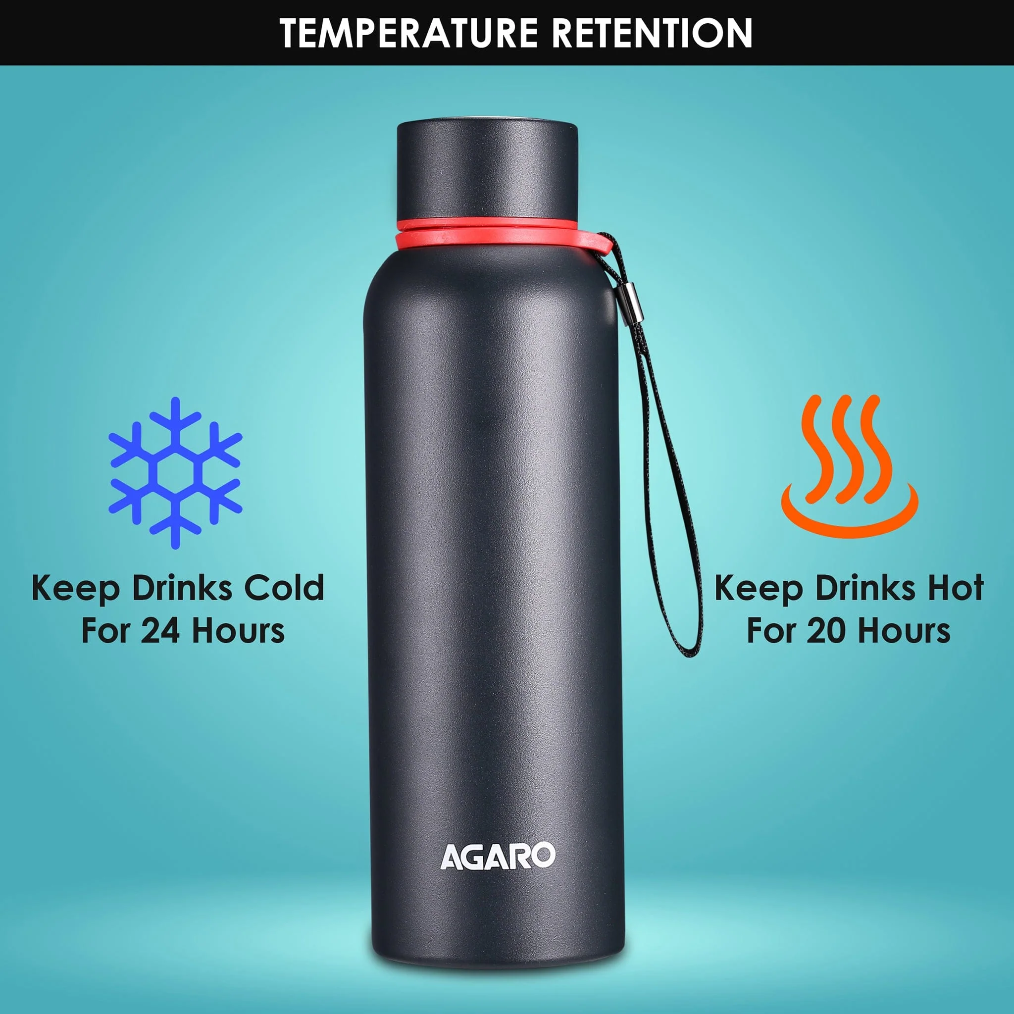 Elegant Vacuum Flask 700ml Gun Black - Image 3