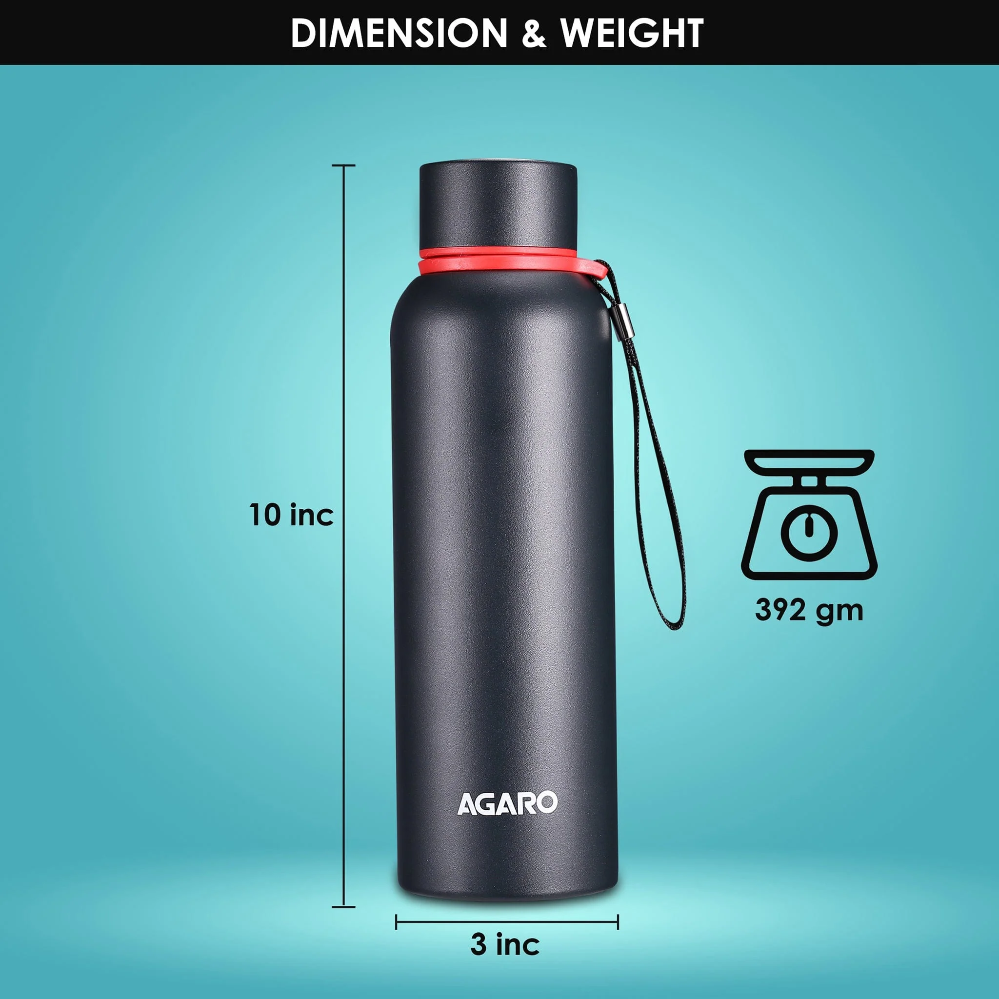Elegant Vacuum Flask 700ml Gun Black - Image 6