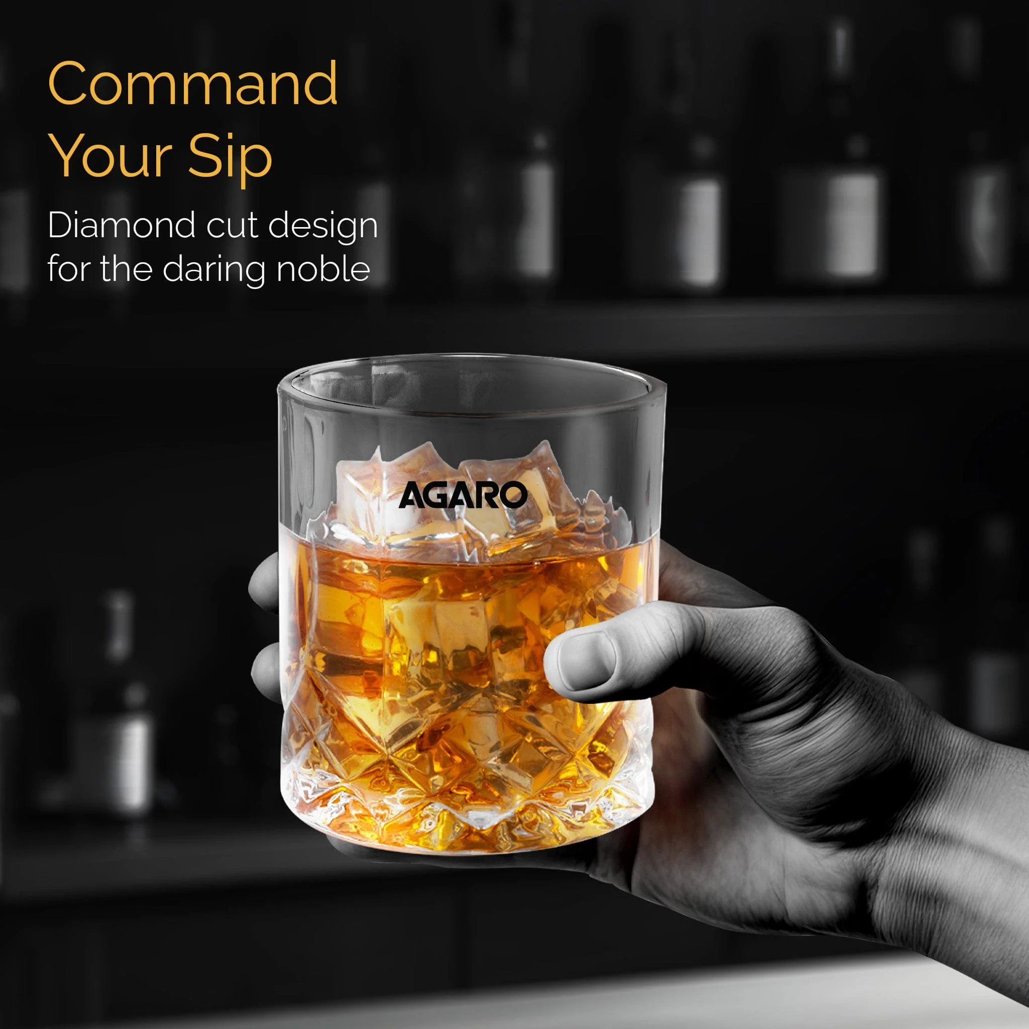 Elegant Whiskey Glass, Set of 6, 325ML, Diamond Cut Design, Crystal Clear, Perfect for Scotch, Whisky, Bourbon, Liquor, Wine, Cocktail Drinks - Image 3