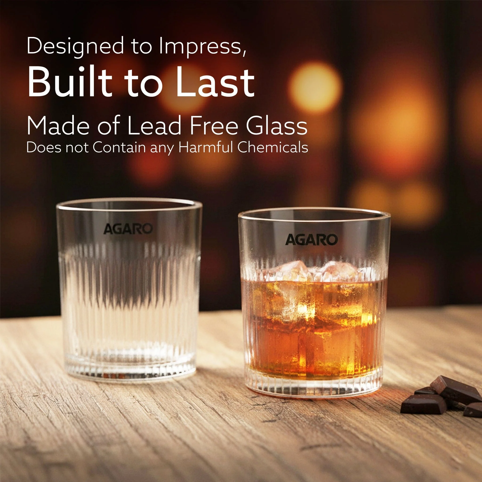 Elegant Whiskey Glass, Set of 6, 325ML, Vertical Stripe Cut Design, Crystal Clear Tumbler Set, Home, Bar Drinking Glass Set for Scotch, Whisky, Bourbon, Liquor, Wine, Cocktail Drinks, Gifting - Image 2