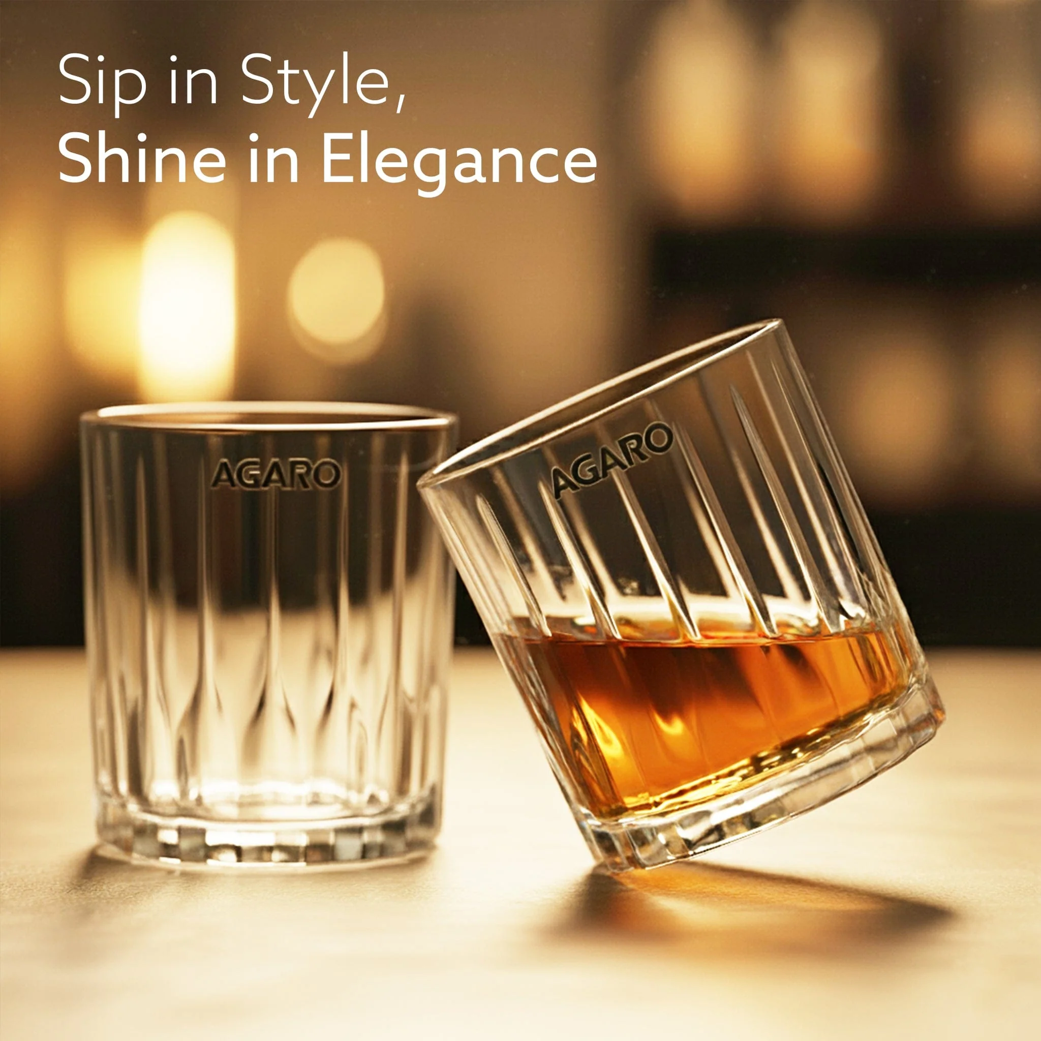 Elegant Whiskey Glass, Set of 6, 325ML, Vertical Stripe Cut Design, Crystal Clear Tumbler Set, Home, Bar Drinking Glass Set for Scotch, Whisky, Bourbon, Liquor, Wine, Cocktail Drinks, Gifting - Image 2