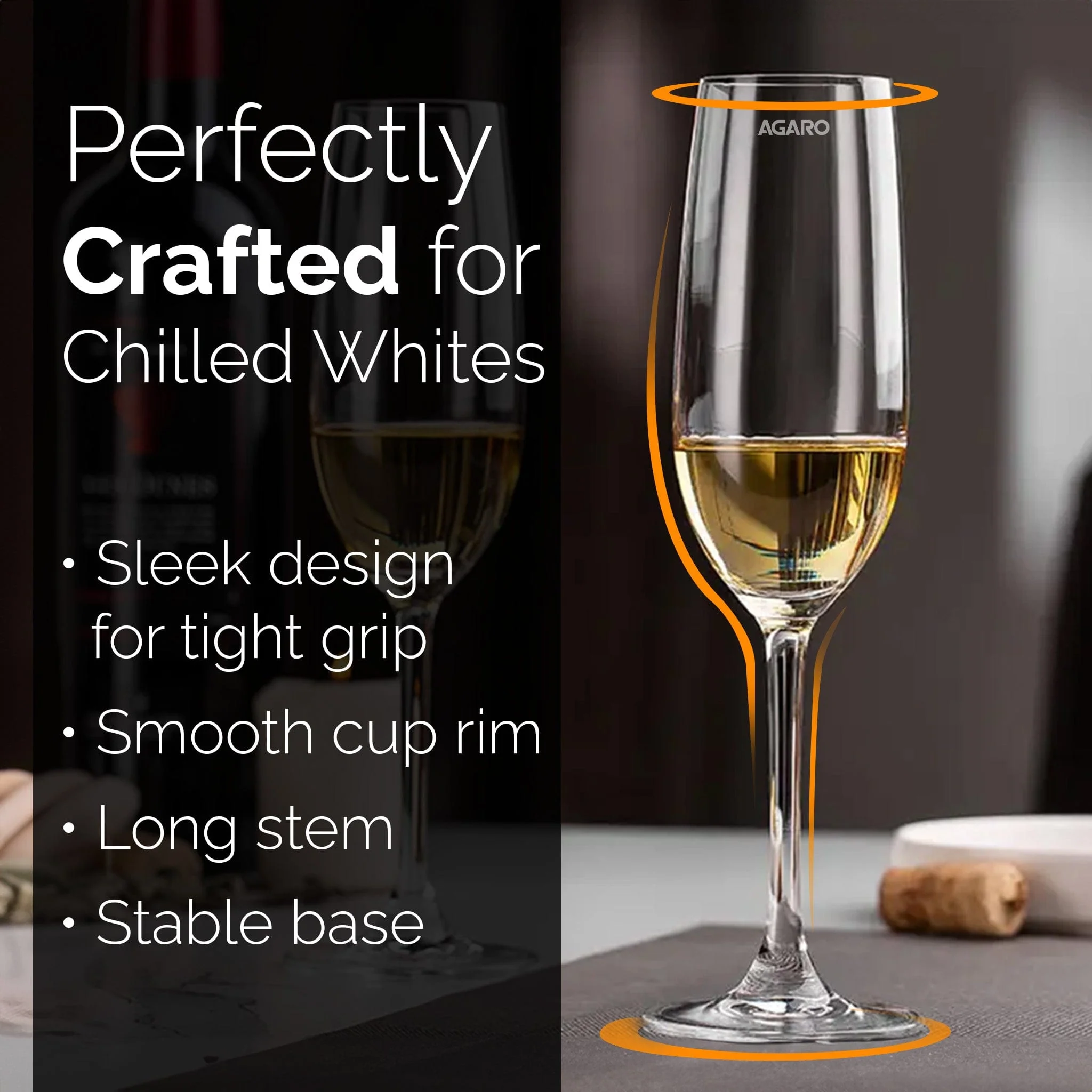 Elegant Wine Glass 195ml, Set of 6, Whisky, Vodka, Tequila, Liquor, Wine Tasting, Cocktail, Home, Bar - Image 2