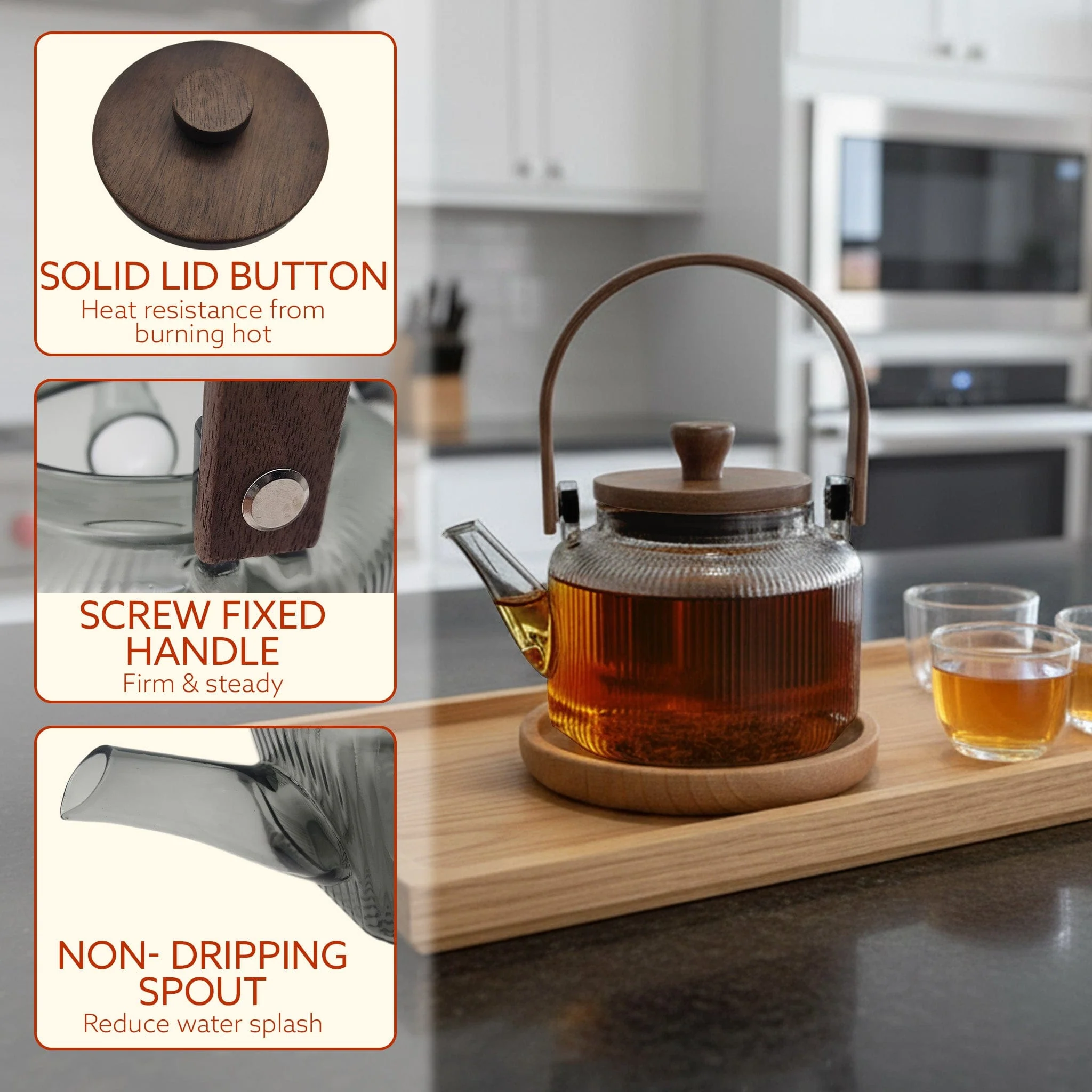 Elite 600ml Borosilicate Glass Kettle | Heat Resistant, Stovetop & Microwave Safe, Durable Clear Glass for Tea, Coffee, Water & Hot Beverages - Image 4