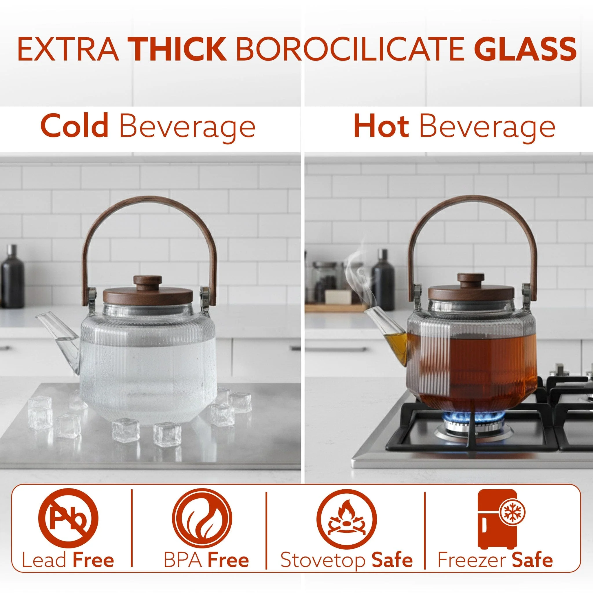 Elite 600ml Borosilicate Glass Kettle | Heat Resistant, Stovetop & Microwave Safe, Durable Clear Glass for Tea, Coffee, Water & Hot Beverages - Image 5