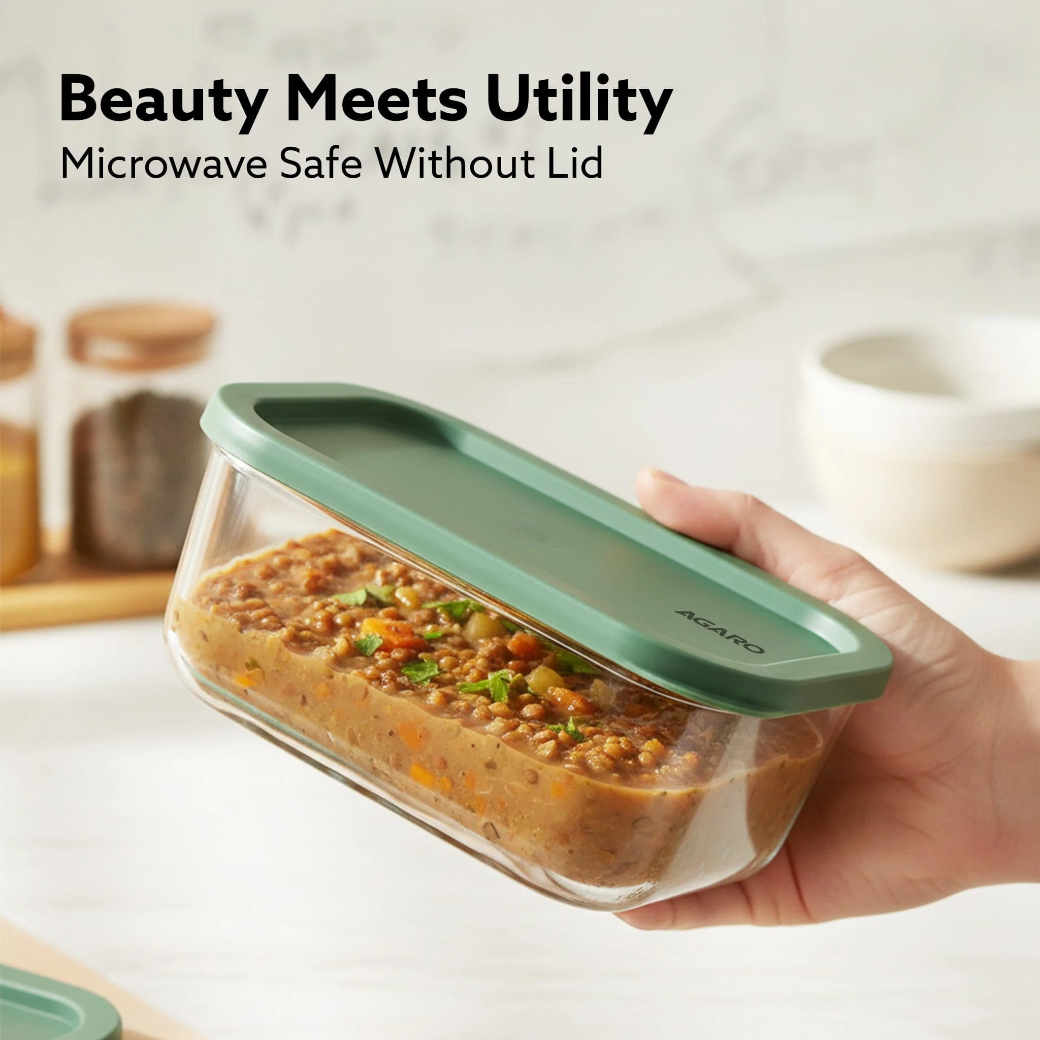 Elite Borosilicate Glass Container 6 Pcs Set, Fridge Stackable Storage Organizer, 310ml x2, 520ml x2, 750ml, 1200ml, Microwave Safe, BPA Free Kitchen Boxes, Store Cooked Food, Fruits, Snacks - Image 6