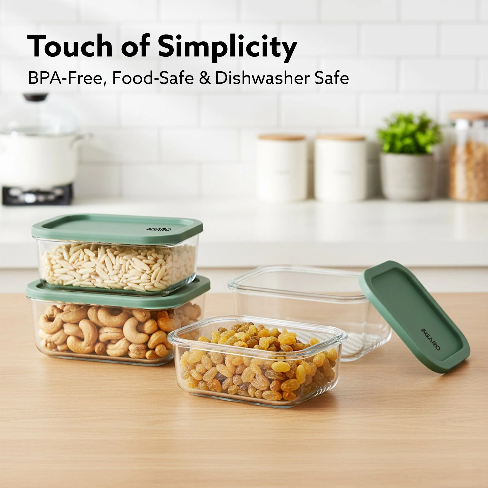 Elite Borosilicate Glass Container 6 Pcs Set, Fridge Stackable Storage Organizer, 310ml x2, 520ml x2, 750ml, 1200ml, Microwave Safe, BPA Free Kitchen Boxes, Store Cooked Food, Fruits, Snacks - Image 7