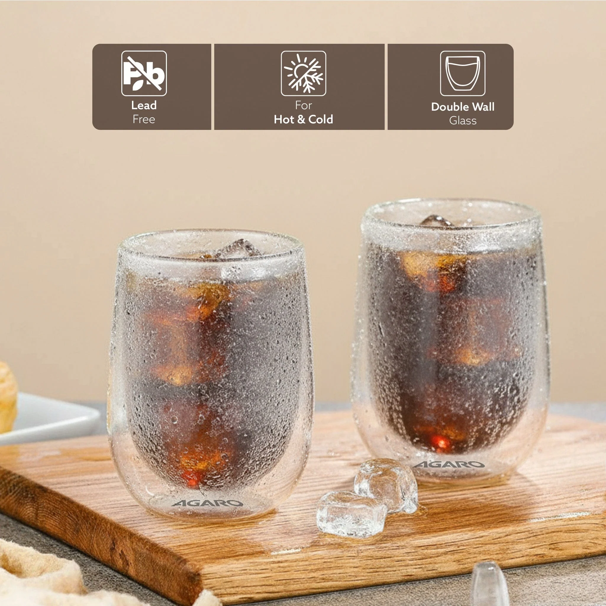 Elite Double Wall Glass 300ml, Pack of 2 | Premium Borosilicate, Heat Resistant, Microwave & Dishwasher Safe, Ideal for Coffee, Tea, Latte & Cold Beverages - Image 2