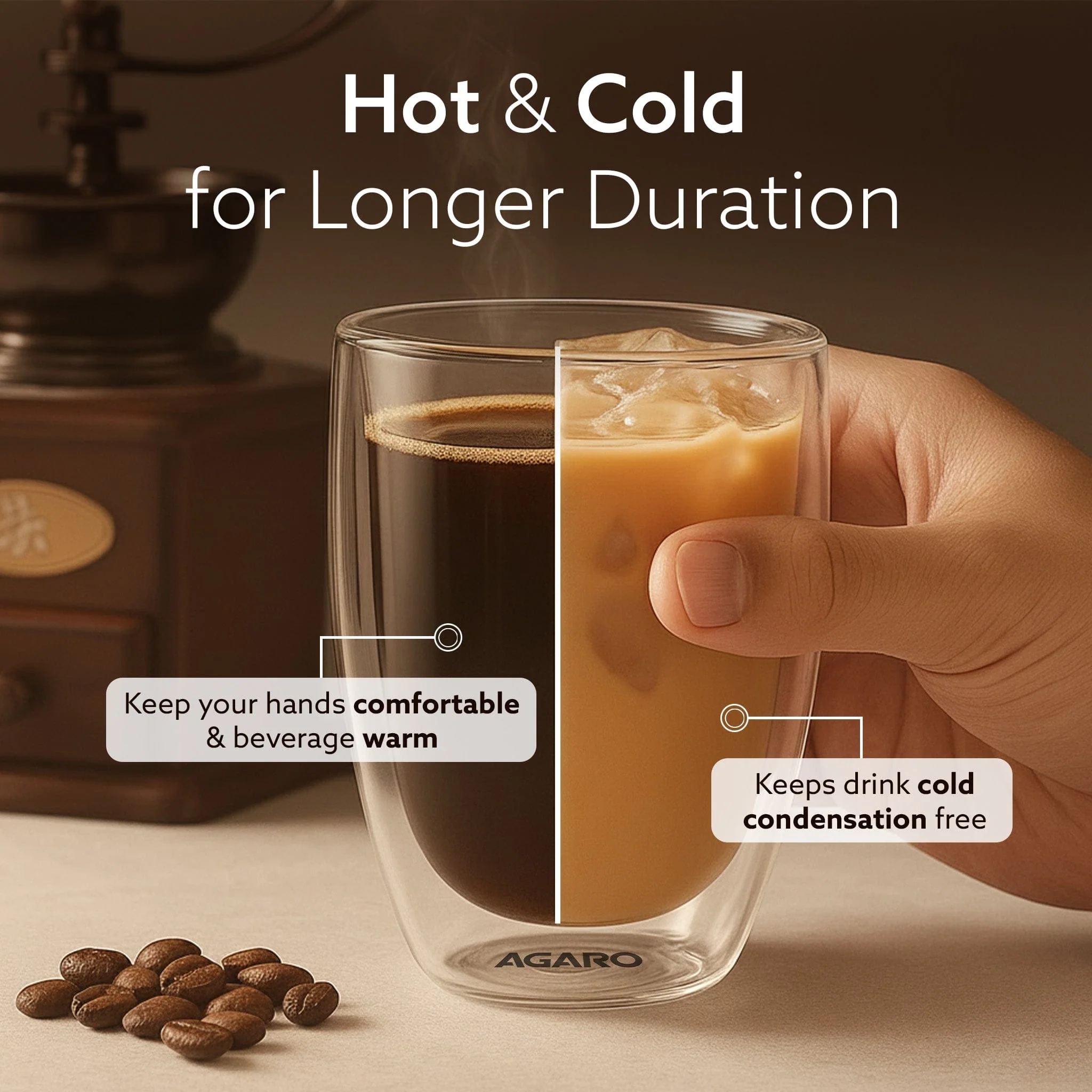 Elite Double Wall Glass 300ml, Pack of 2 | Premium Borosilicate, Heat Resistant, Microwave & Dishwasher Safe, Ideal for Coffee, Tea, Latte & Cold Beverages - Image 6