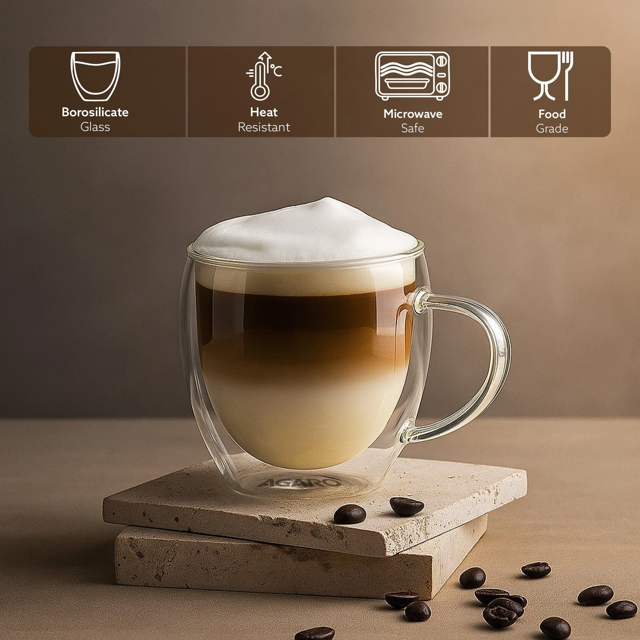 Elite Double Wall Glass Cups 250ml, Pack of 2 | Premium Borosilicate, Heat Resistant, Microwave & Dishwasher Safe, Ideal for Coffee, Tea, Latte & Cold Beverages - Image 4