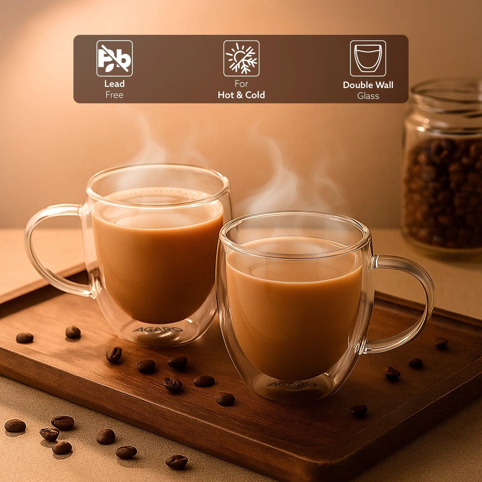 Elite Double Wall Glass Cups 250ml, Pack of 2 | Premium Borosilicate, Heat Resistant, Microwave & Dishwasher Safe, Ideal for Coffee, Tea, Latte & Cold Beverages - Image 6