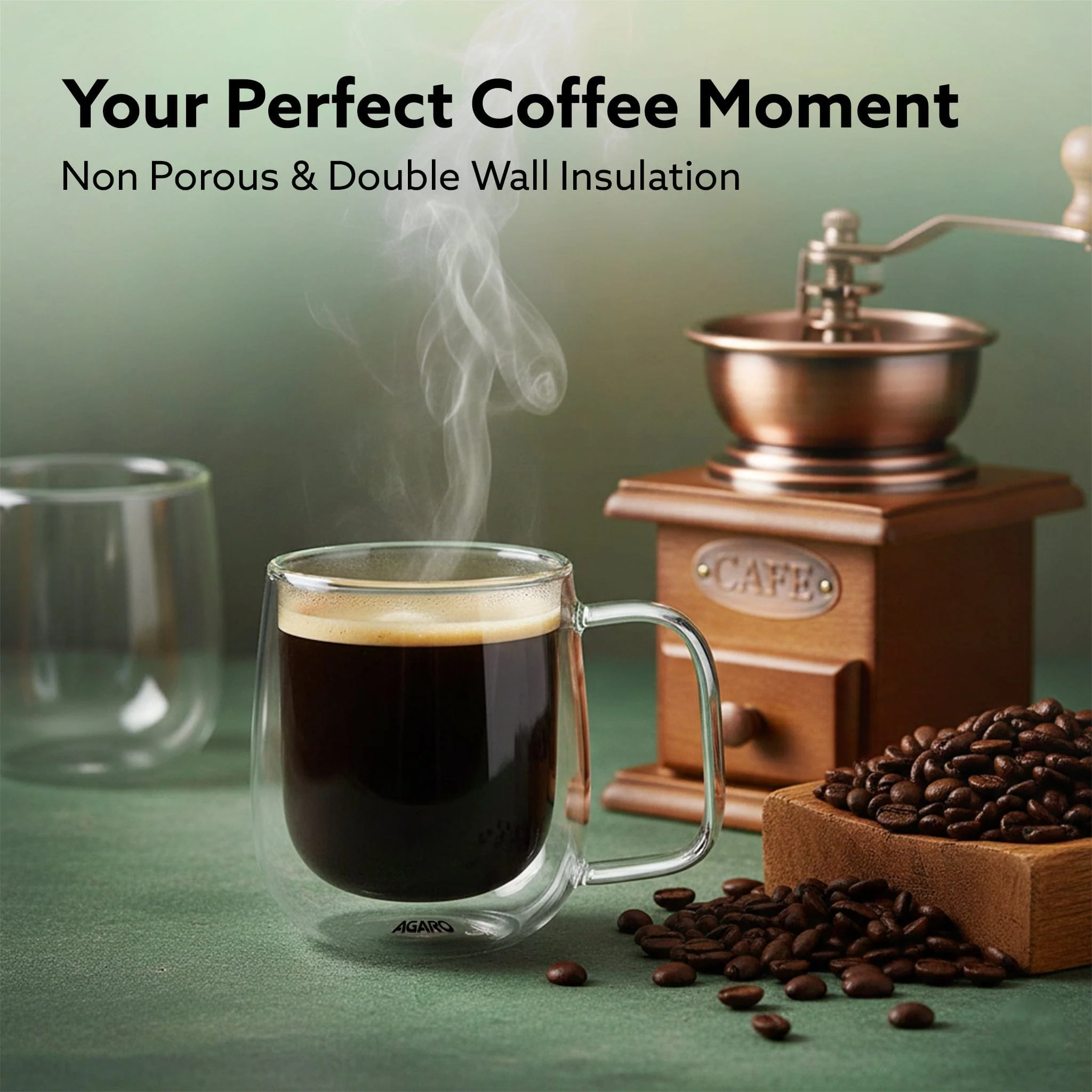 Elite Double Wall Glass Cups, 260 Ml, Insulated Tea & Coffee Cups, Hot & Cold Drinks, Coffee, Tea, Milk, Cappuccino, Juice, Microwave Safe, Stylish Espresso Chocolate Beverage, Pack of 2 - Image 5