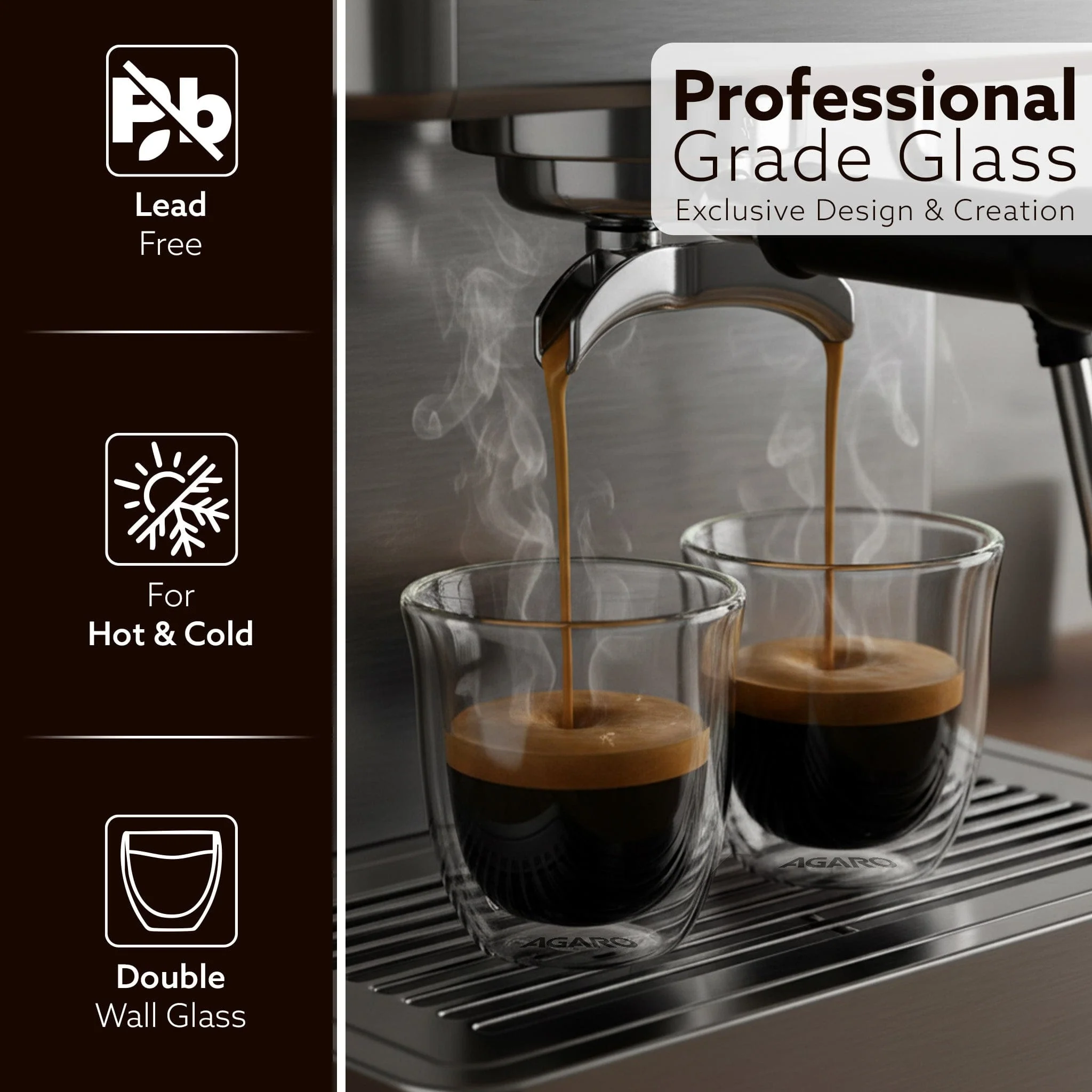 Elite Double Wall Glass Espresso Cups 80ml, Pack of 2 | Premium Borosilicate, Heat Resistant, Ideal for Coffee, Tea, Latte, Microwave & Dishwasher Safe - Image 3