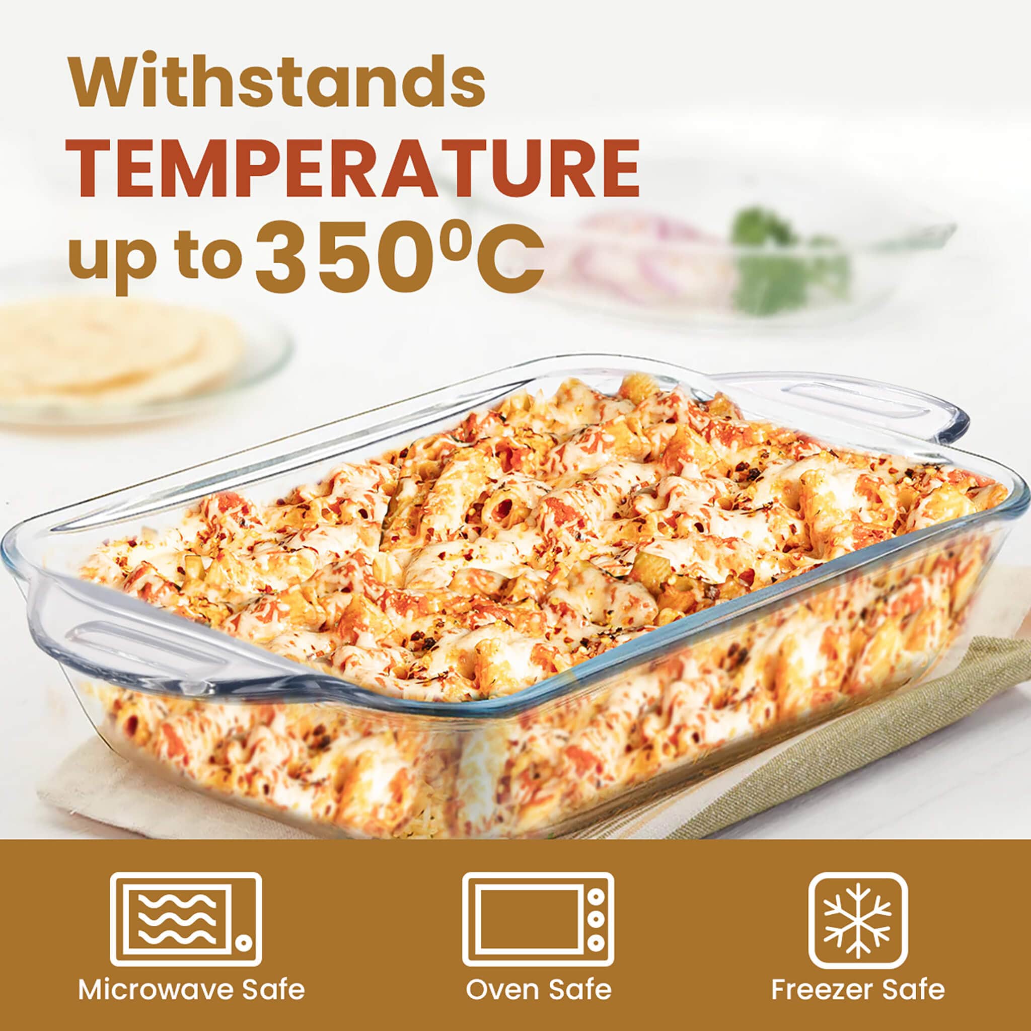 Elite Glass Baking Tray With Handle - 800ml - Image 3