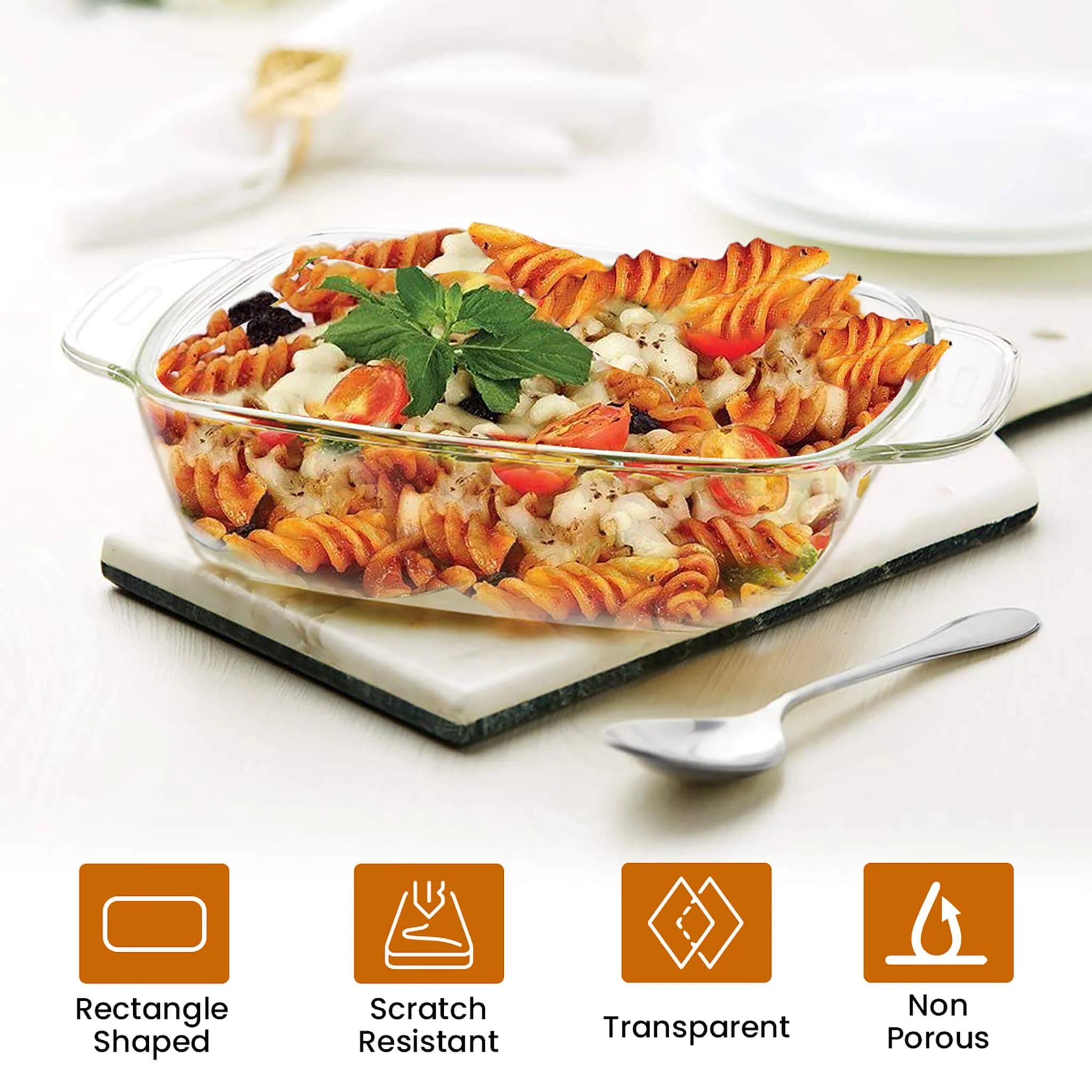 Elite Glass Baking Tray With Handle - 800ml - Image 4