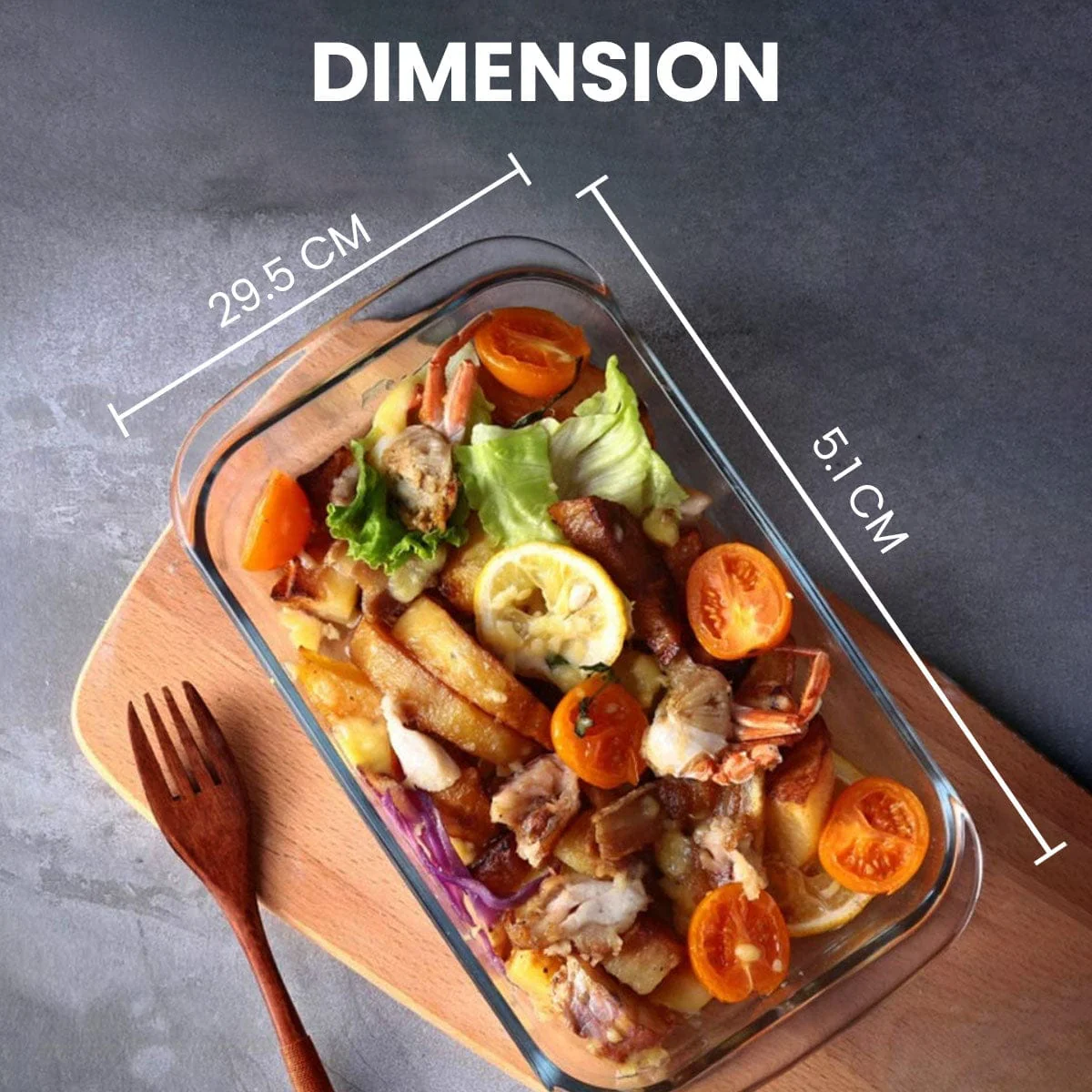 Elite Borosilicate Glass Baking Tray for Kitchen, 1600 ml, Baking Dish, Serving Bowl, Oven & Microwave, Dishwasher and Freezer safe, Rectangle, Transparent, Glass Bowl Container - Image 5