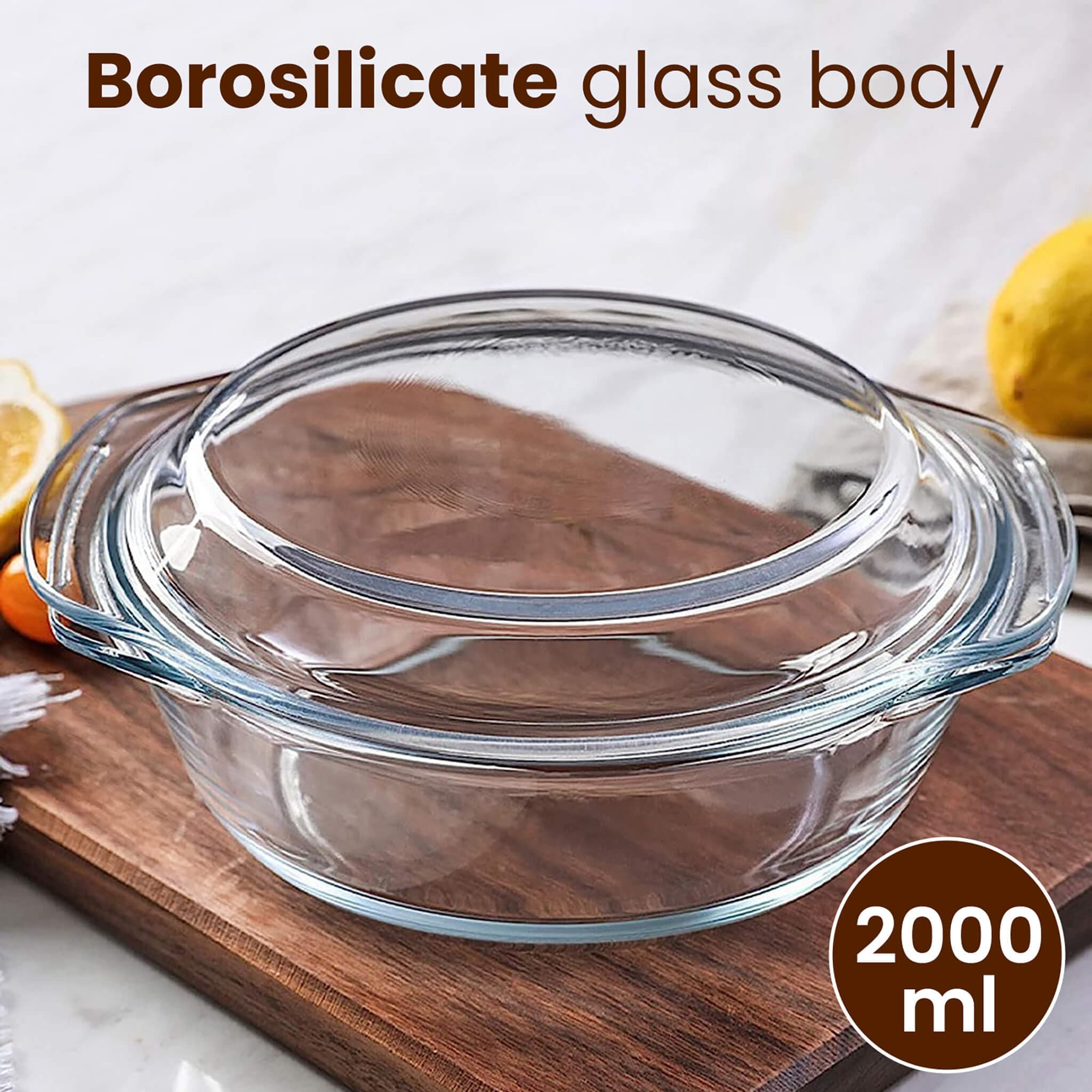 Elite Glass Casserole With Lid - 2000ml - Image 3