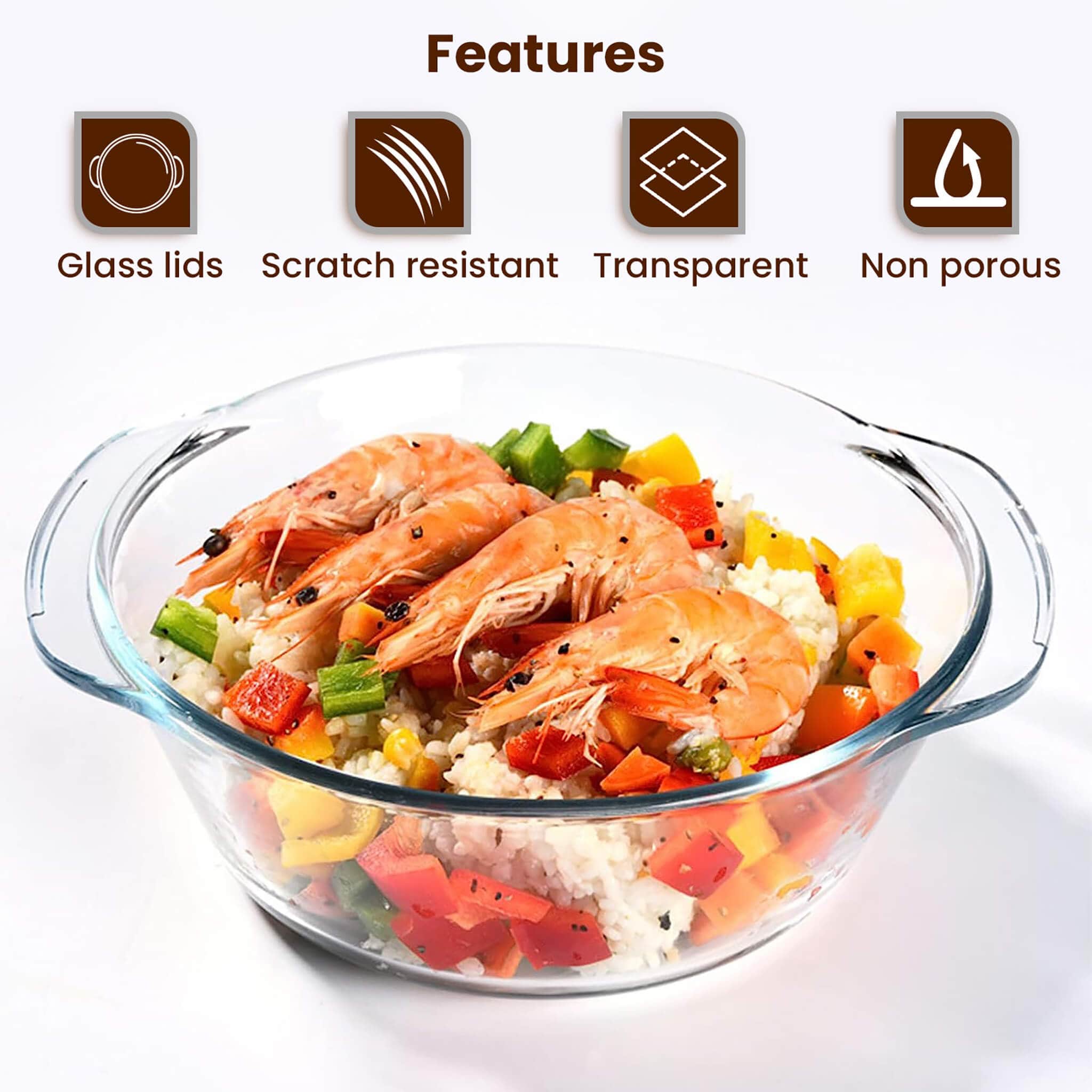 Elite Glass Casserole With Lid - 2000ml - Image 5