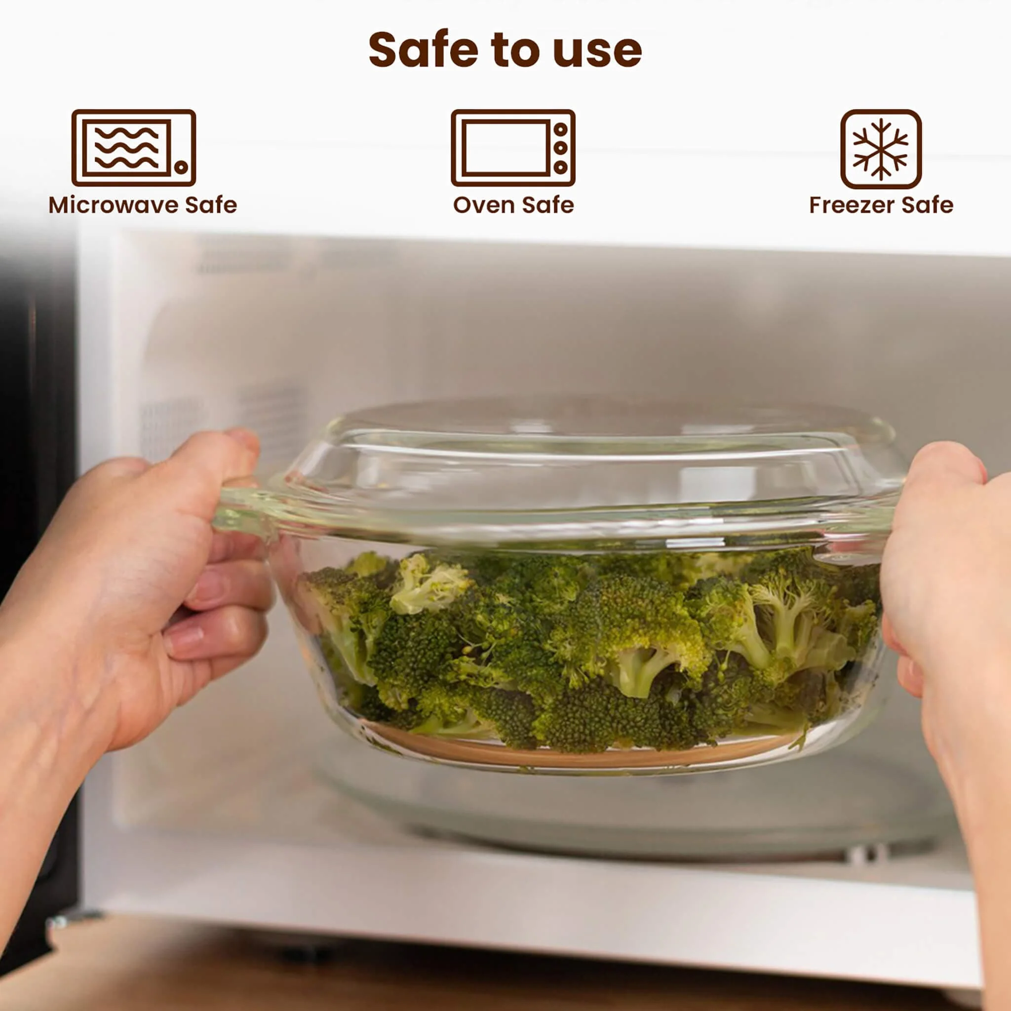 Elite Glass Casseroles With Lid - Set of 2 - 700, 1000 ml - Image 4