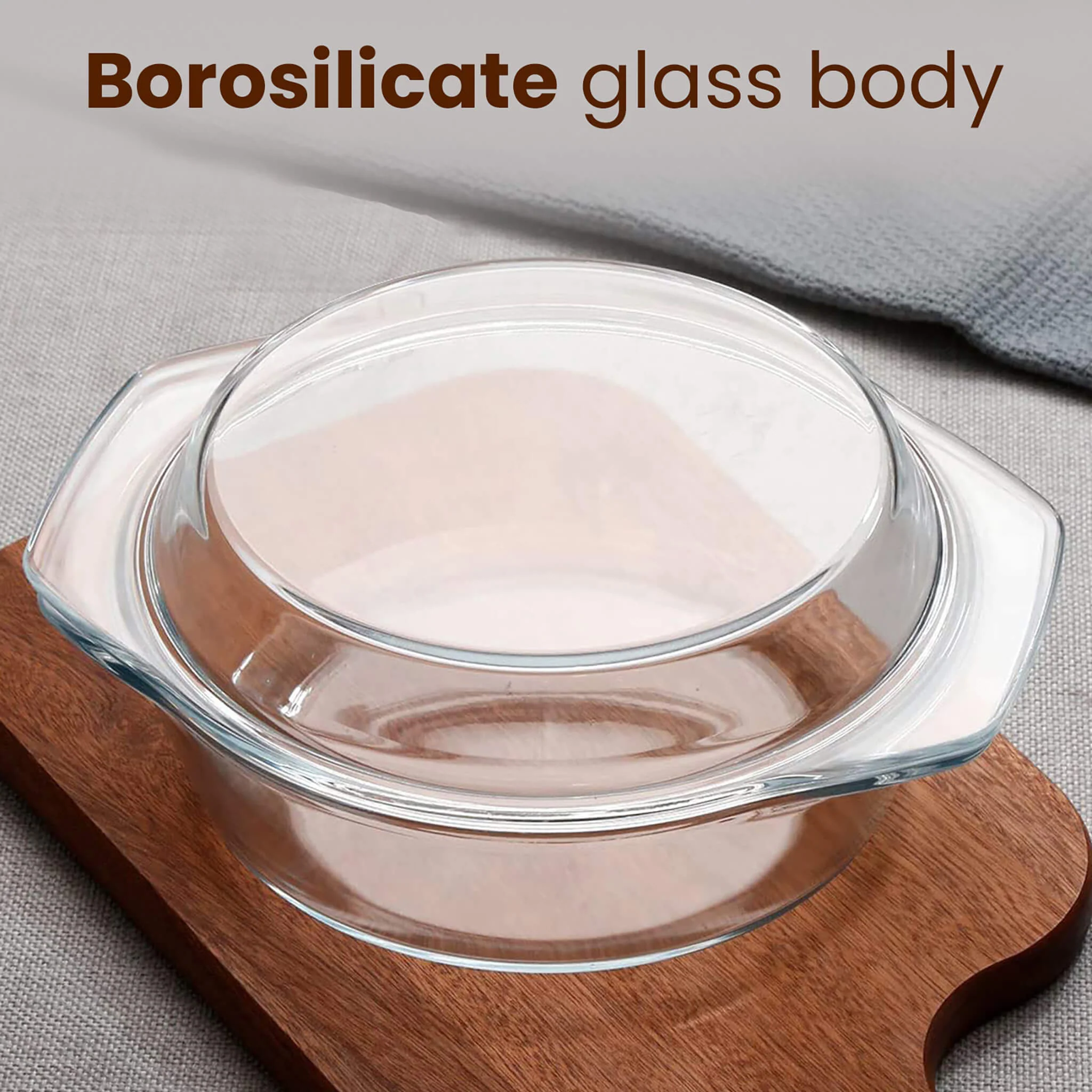 Elite Glass Casseroles With Lid - Set of 2 - 700, 1500 ml - Image 3