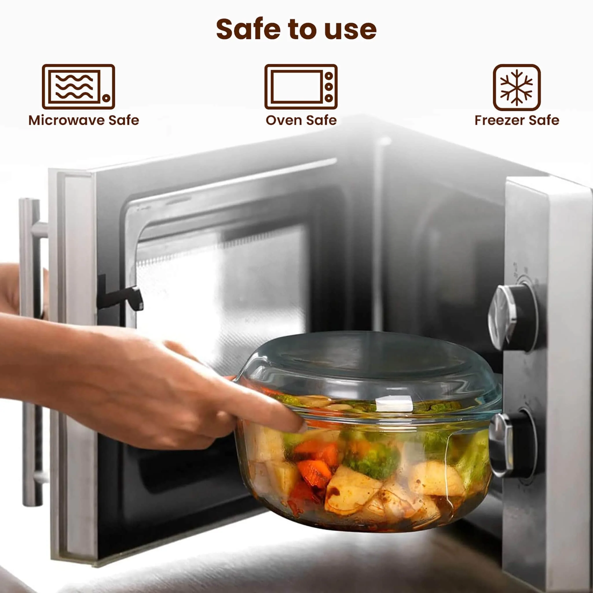 Elite Glass Casseroles With Lid - Set of 2 - 700, 1500 ml - Image 4