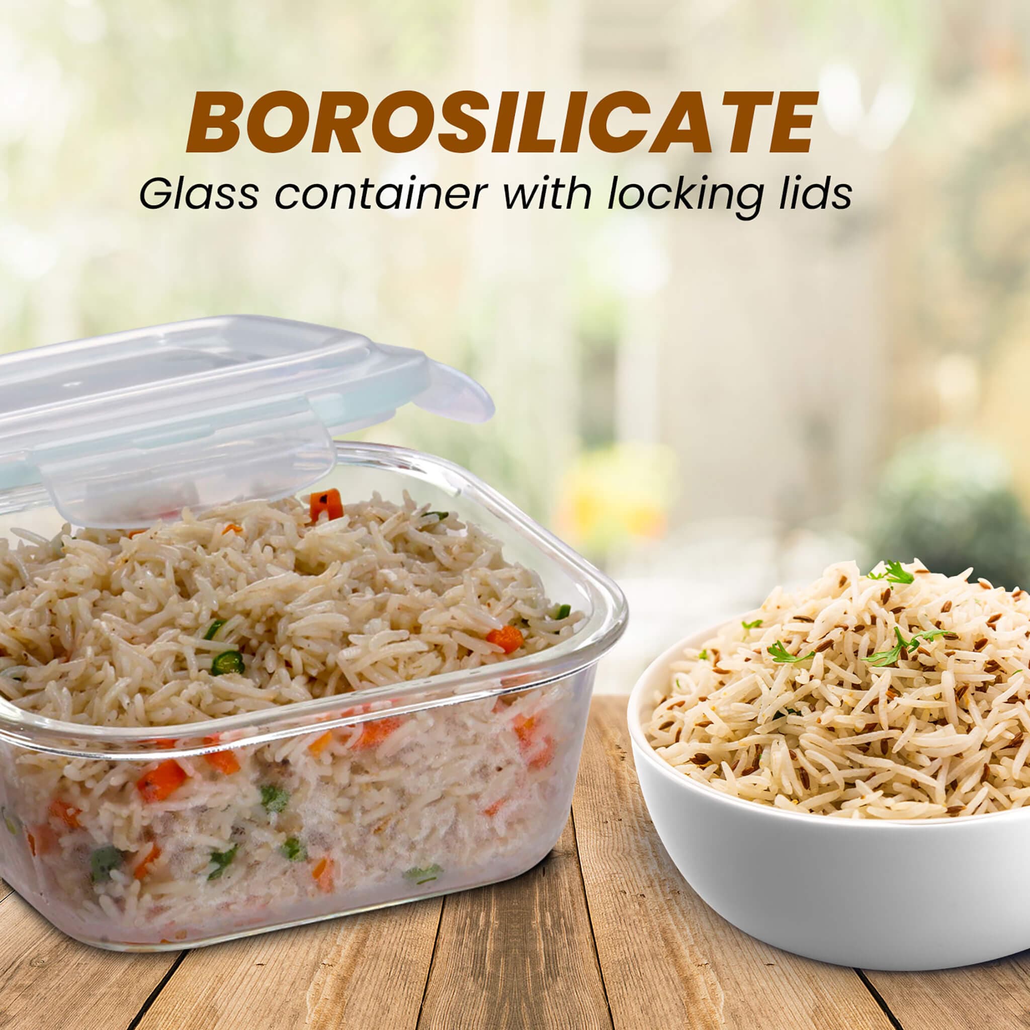 Elite Glass Container With Lid, 3 pcs Set - 320, 520, 800ml - Image 3