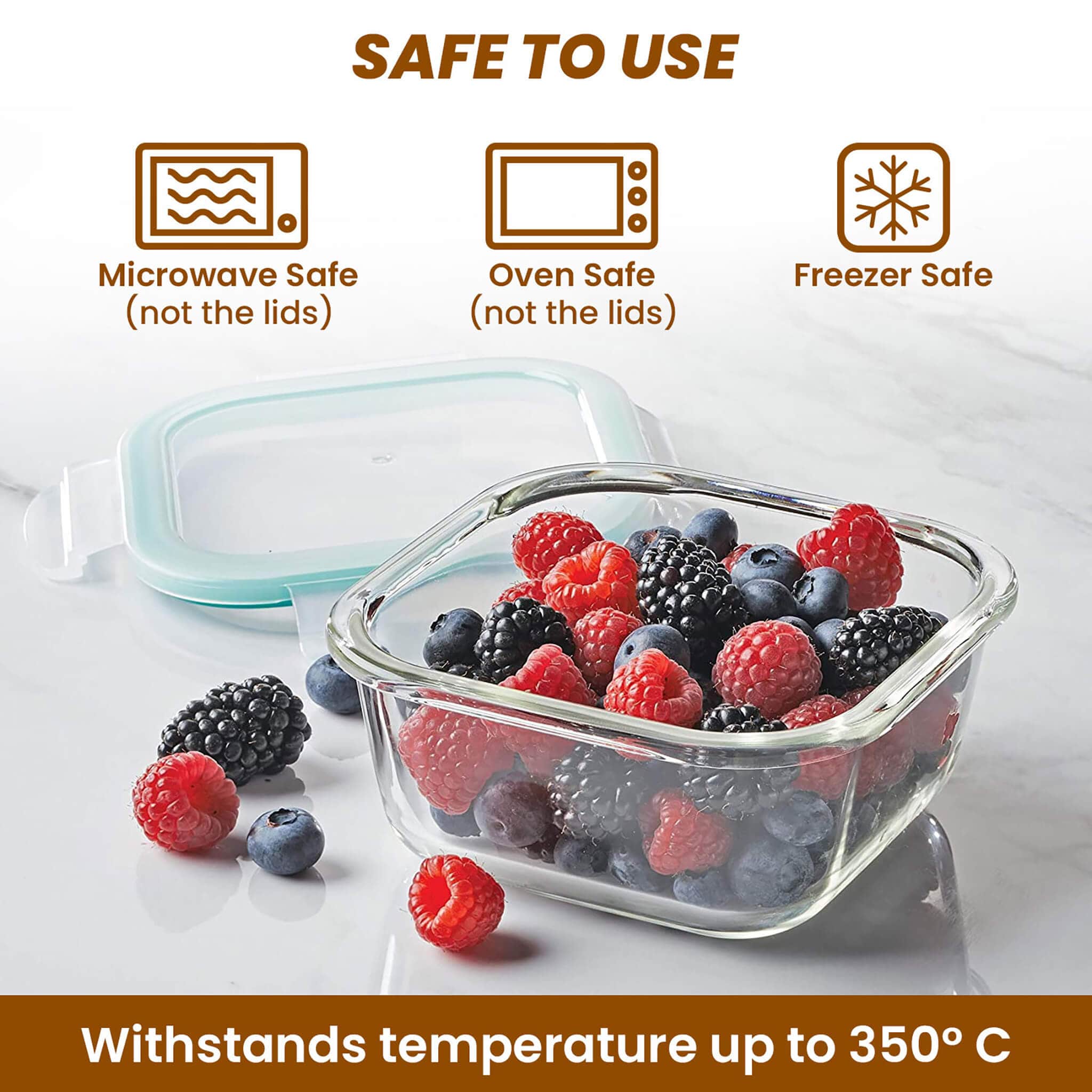 Elite Glass Container With Lid, 3 pcs Set - 320, 520, 800ml - Image 4