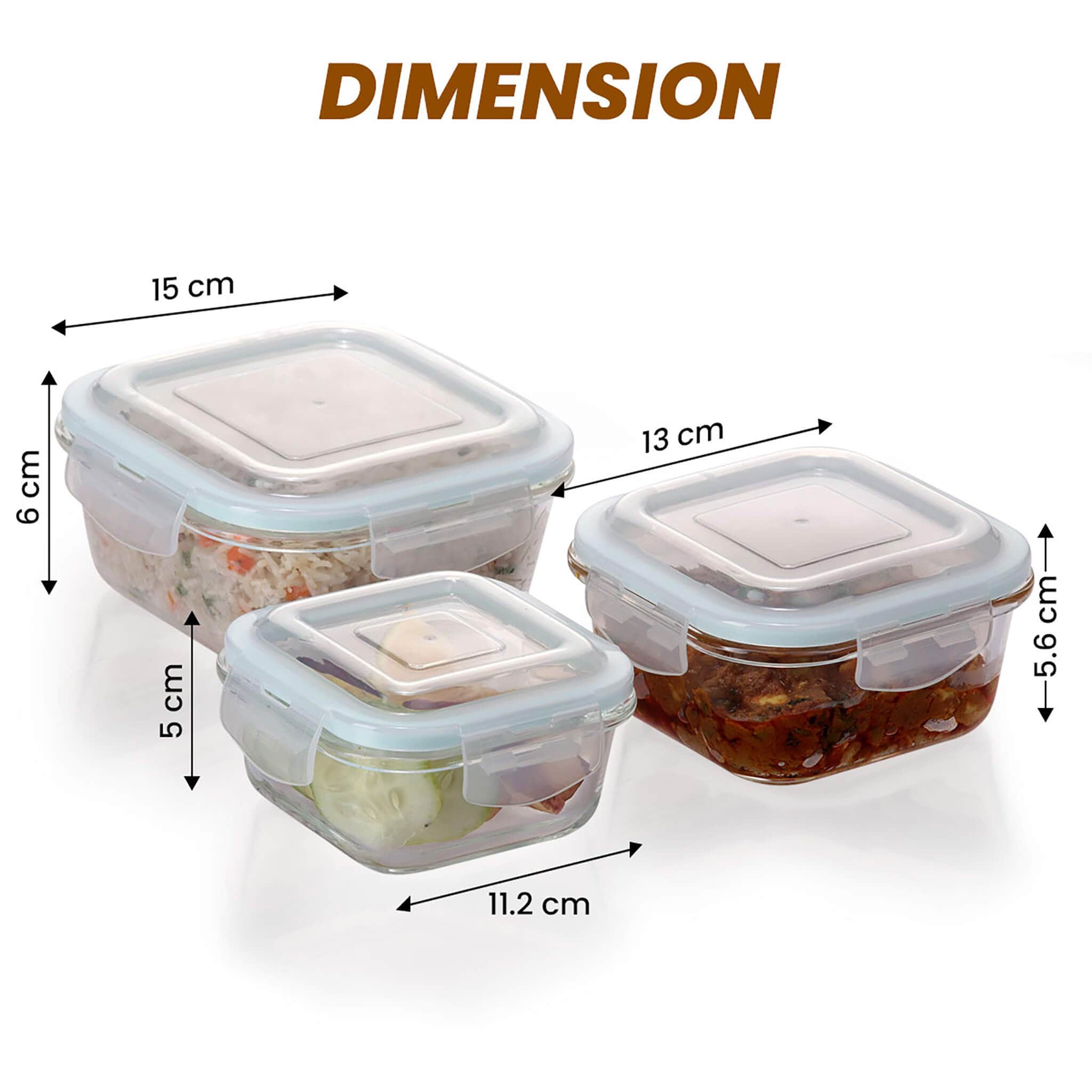 Elite Glass Container With Lid, 3 pcs Set - 320, 520, 800ml - Image 6