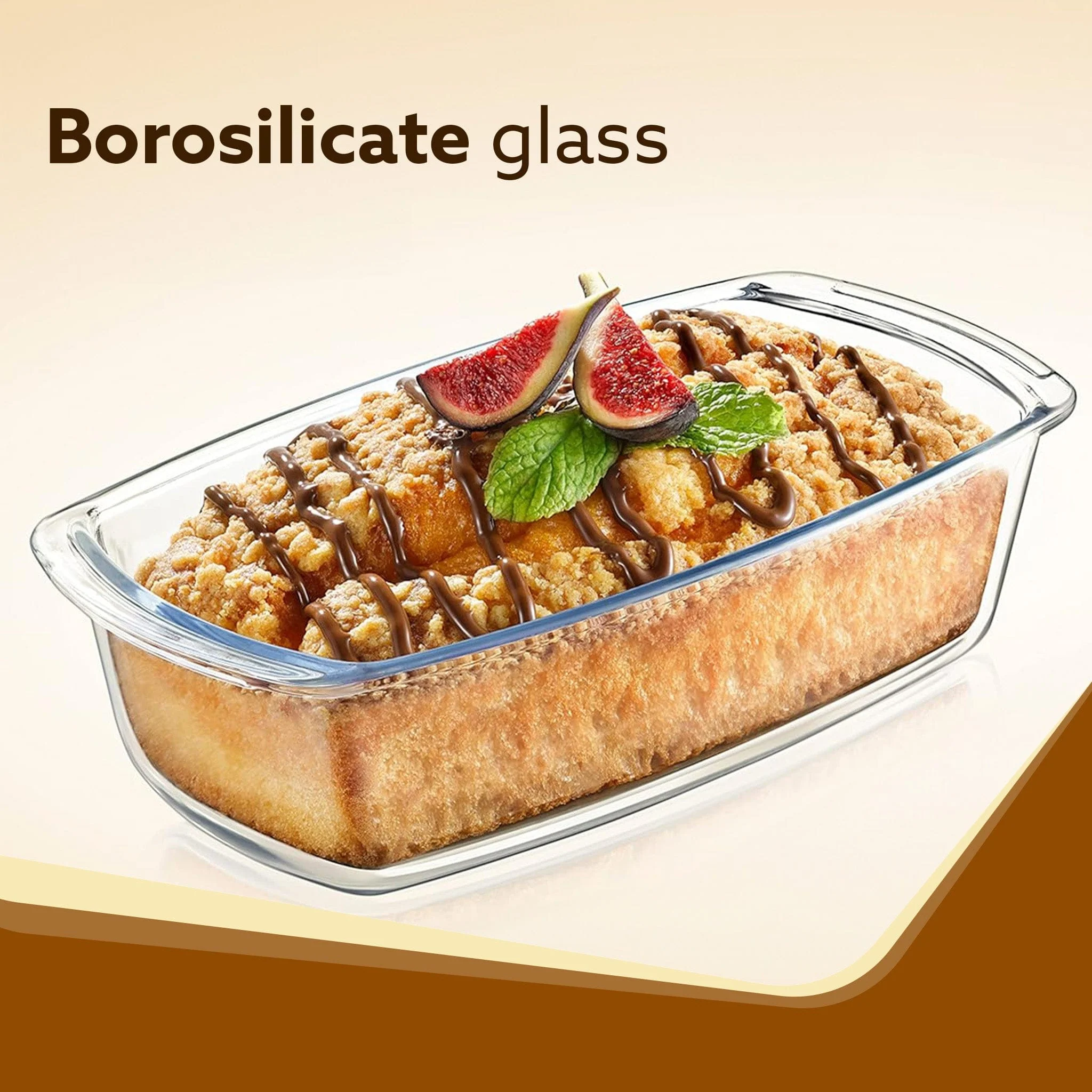 Elite Glass Loaf Tray Rectangular, 1800ml, Bake Safe, Oven Safe, Glass Dish Tray, Borosilicate Glass Tray, Serving Tray,  Microwave Oven Safe, Kitchen, Food Serving, Transparent - Image 3