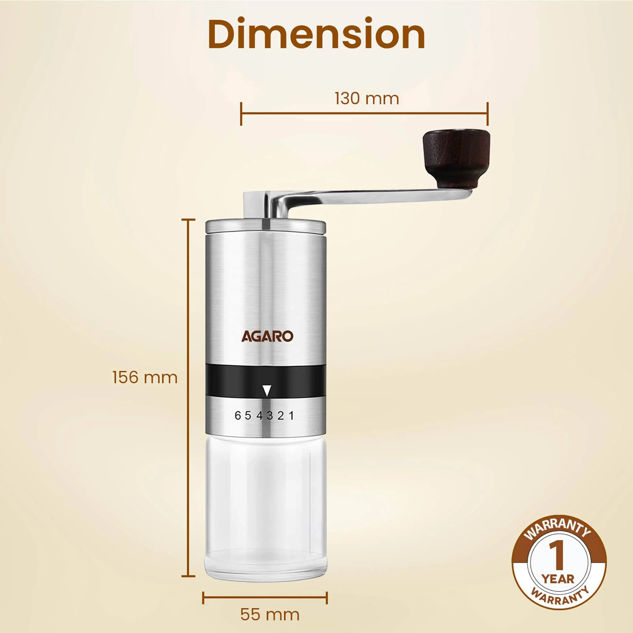 Elite Manual Coffee Grinder - Silver - Image 6