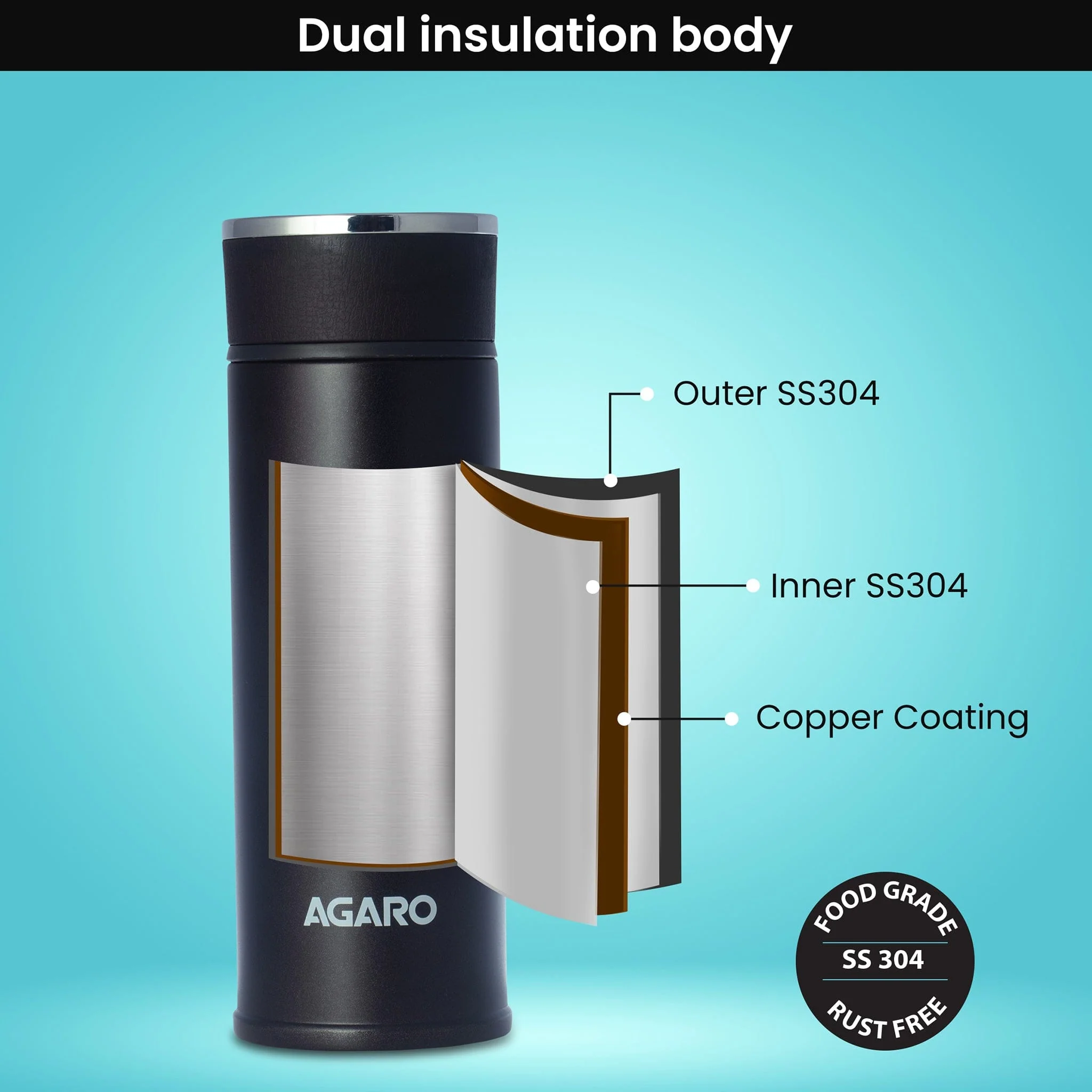 Elite Vacuum Flask 480ml Black - Image 4