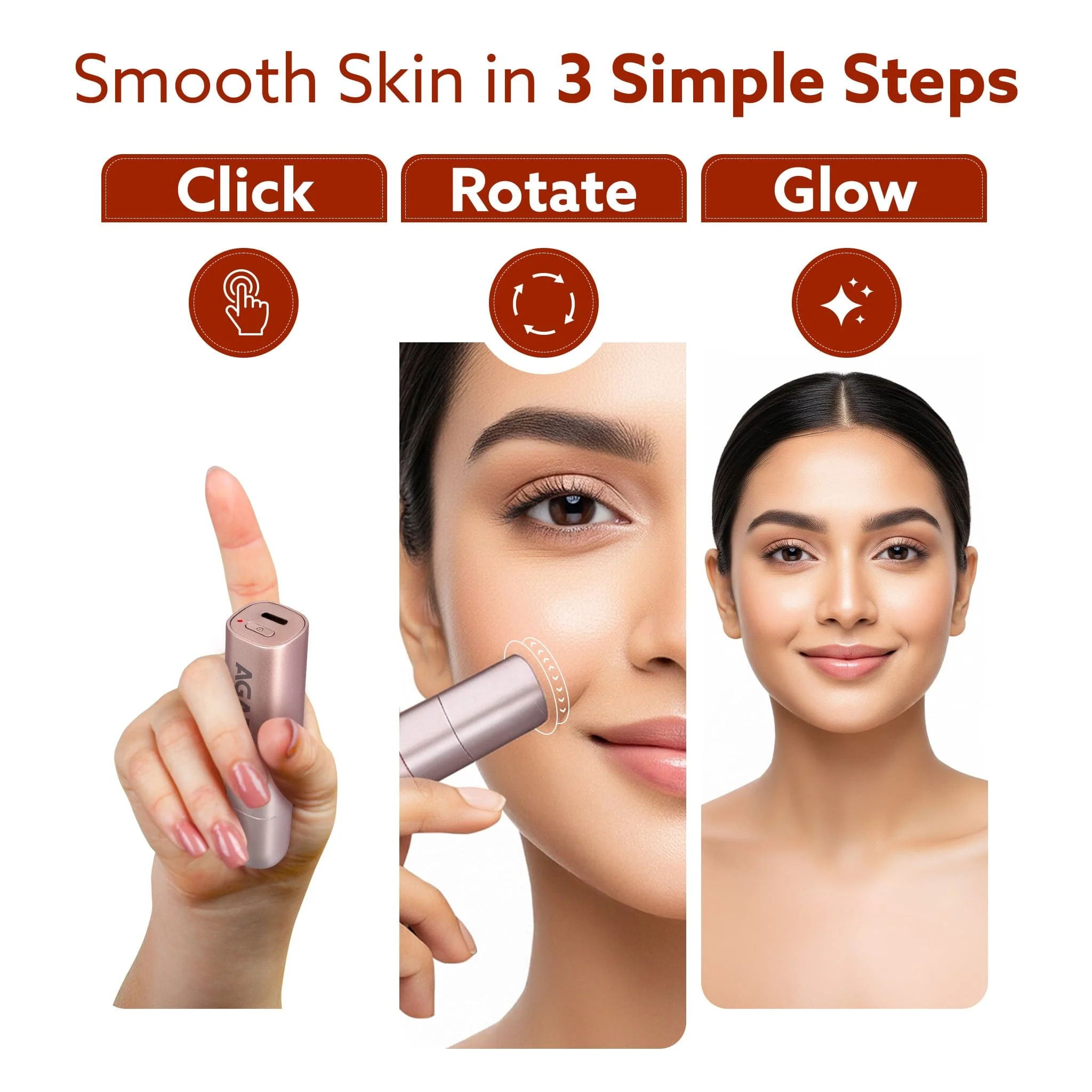 Facial Hair Remover |Eyebrow Trimmer FHR190 Rose Gold For Women, Rechargeable, Cordless, Safe & Painless Electric Shaver, Hypoallergenic Blade, Multipurpose Use For Upper Lip, Chin - Image 5