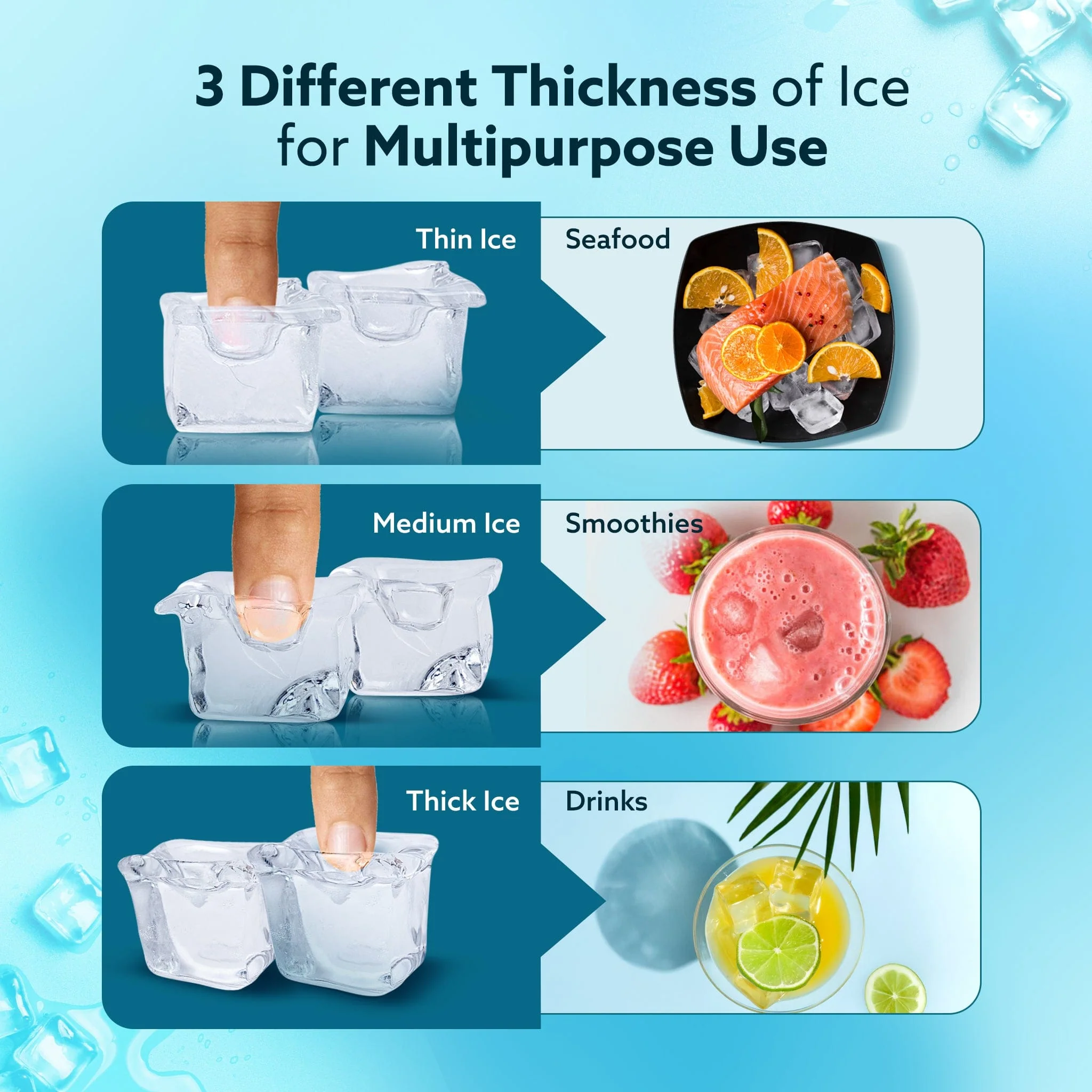 Galaxy Ice Maker, Compact Ice Maker, 3.2L water Tank, Cube ice, Stainless Steel Body - Image 6