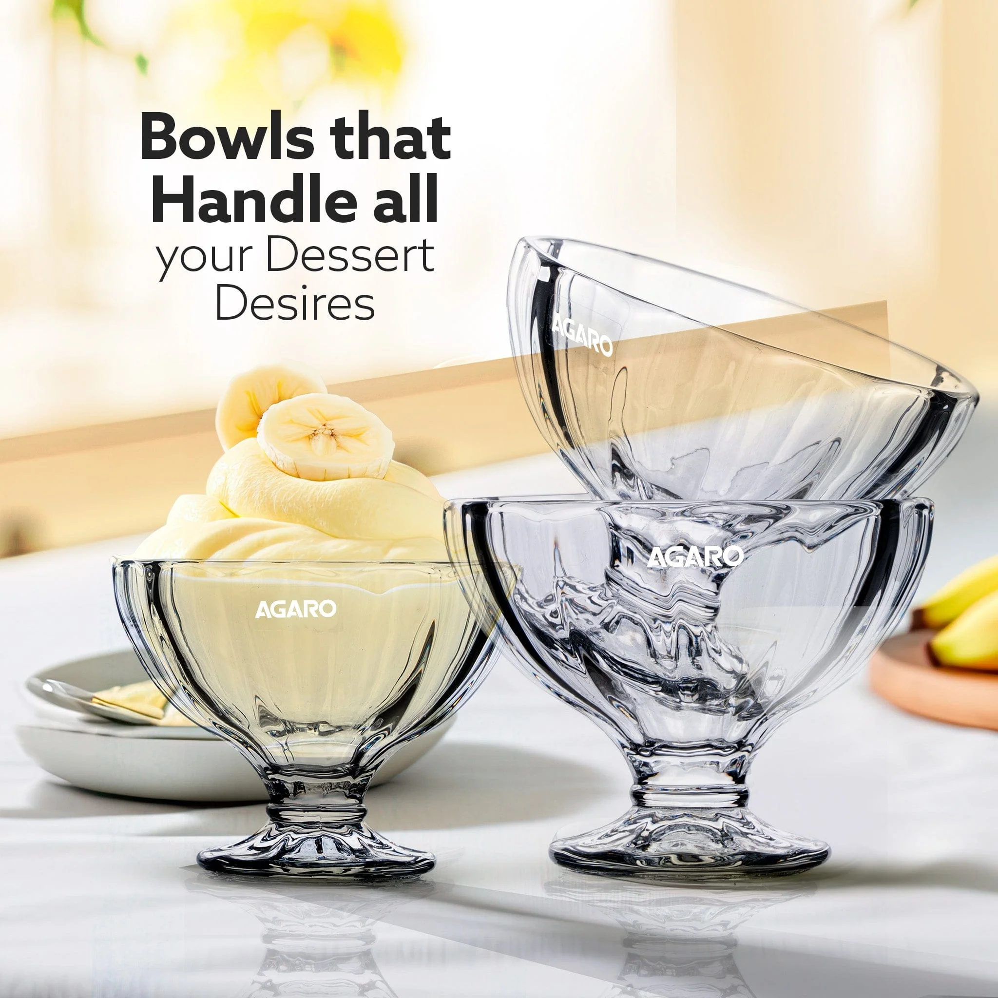 Glass Elegant Ice Cream Bowl 140ml Set of 6, Ice Cream Bowl, Dessert Cup for Sundae, Sweets, Snacks, Fruit, Pudding, Nuts Or Dip, Serving Bowls, Tableware Set, Transparent - Image 4