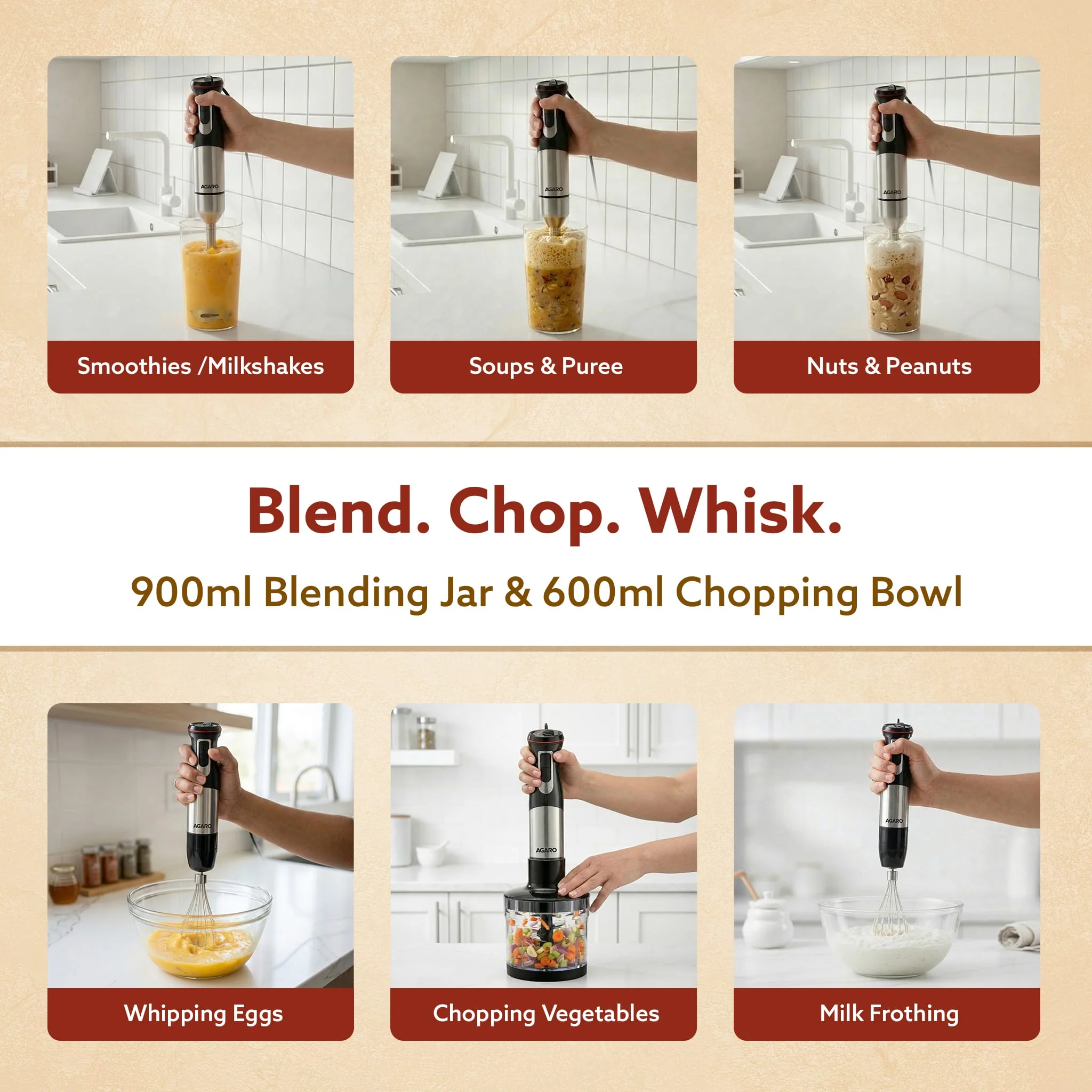 Grand 1000 Watts Hand Blender With Chopper - Image 5