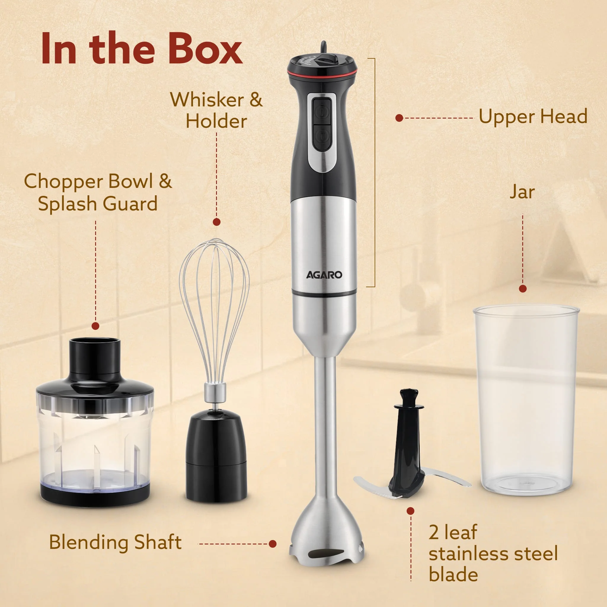 Grand 1000 Watts Hand Blender With Chopper - Image 8