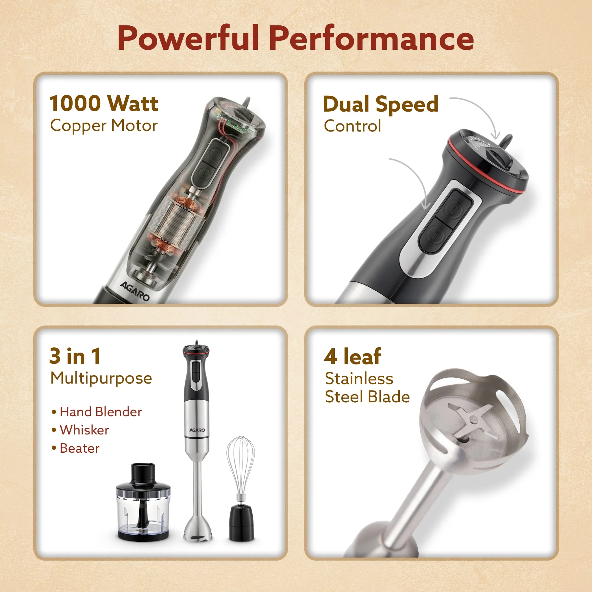 Grand 1000 Watts Hand Blender With Chopper - Image 9