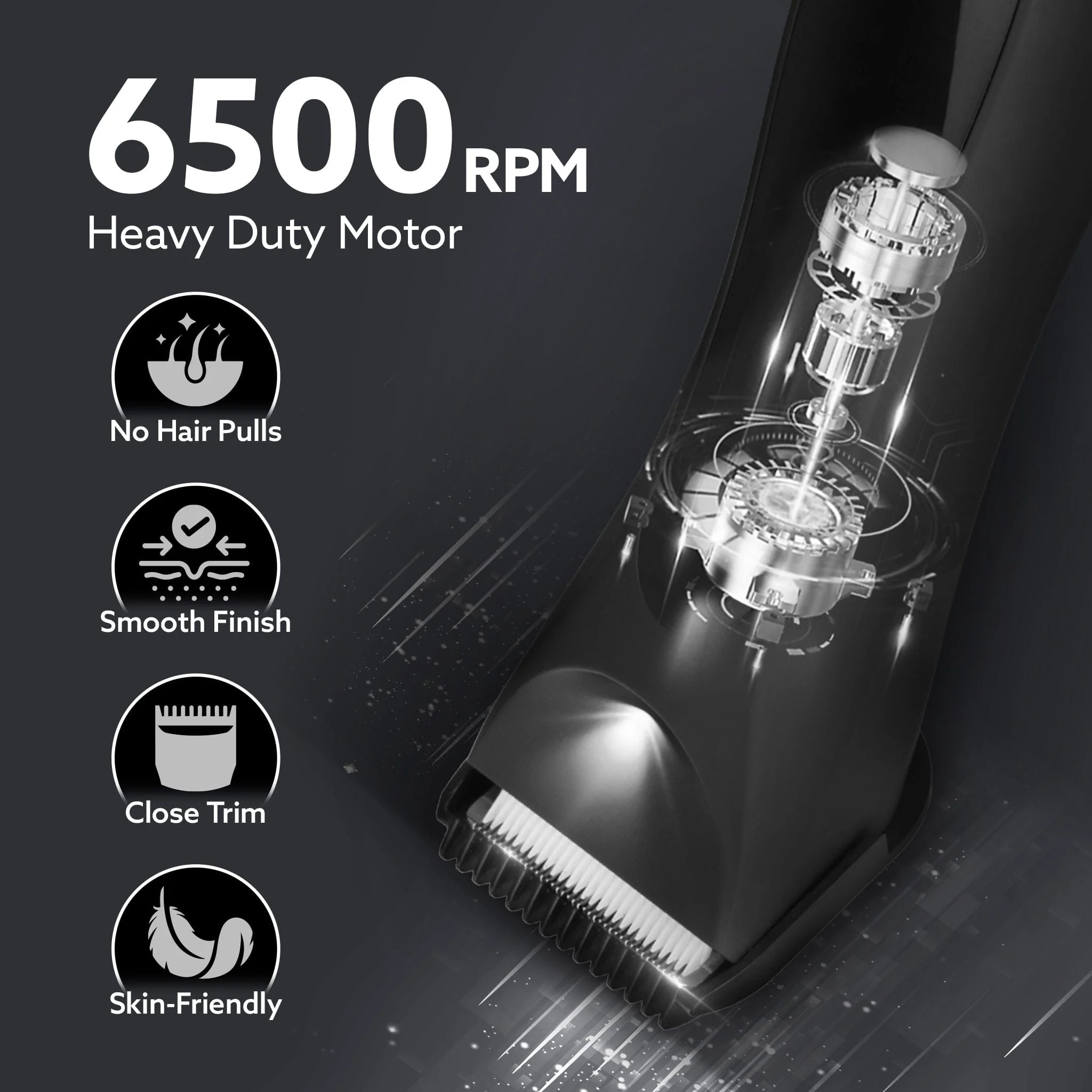 Grand Body Trimmer, For Beard, Body Shaving, 6 Length Settings, Self Sharpening Ceramic Blades, Waterproof (IPX7), Cordless, LED Torch, Dock Charging - Image 3