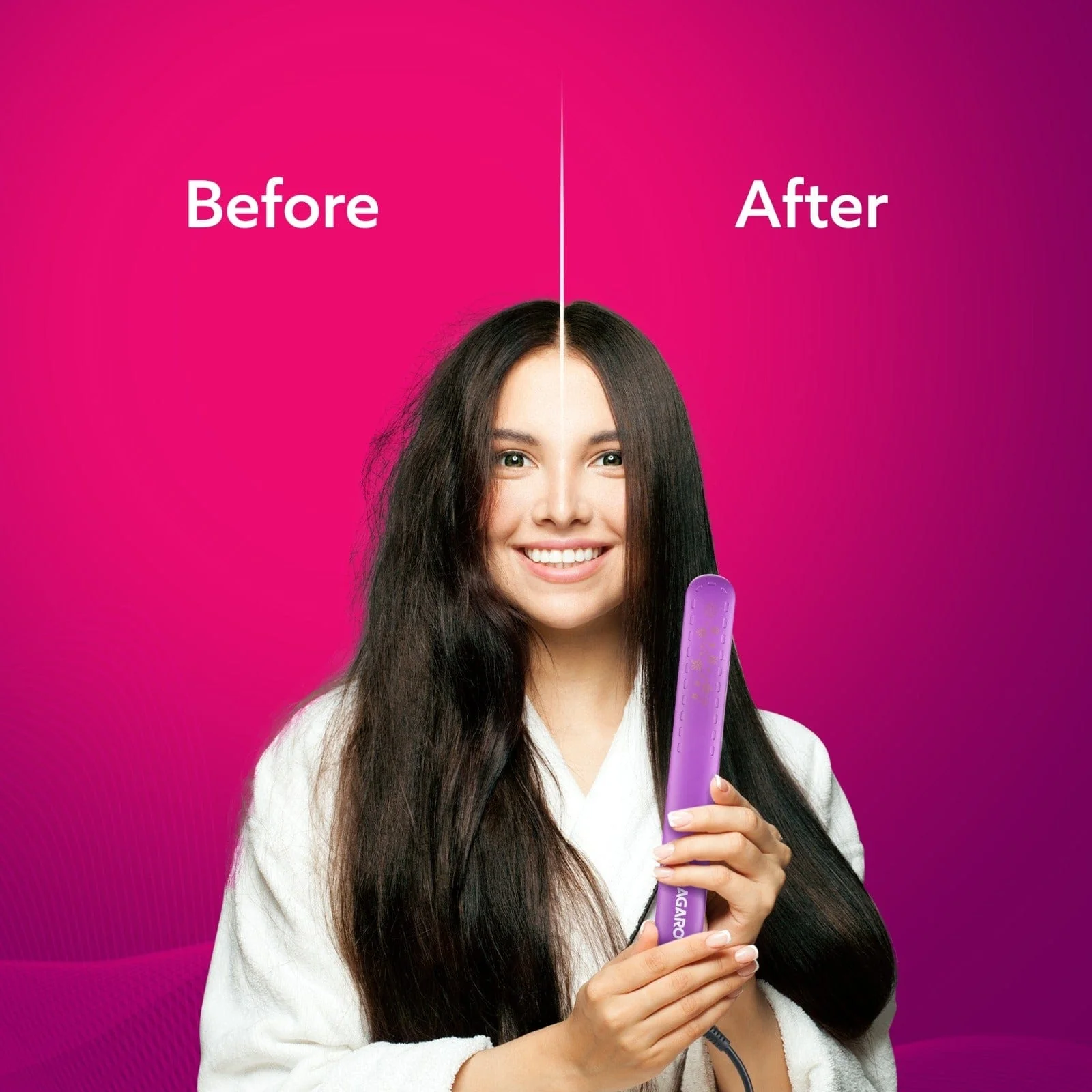 Hair Straightener, Keratin Infused Ceramic Coated Titanium Plates, Fast Heating, 4 Temperature Settings, Hair Straightening, Hair Styling For Women, Purple - Image 12