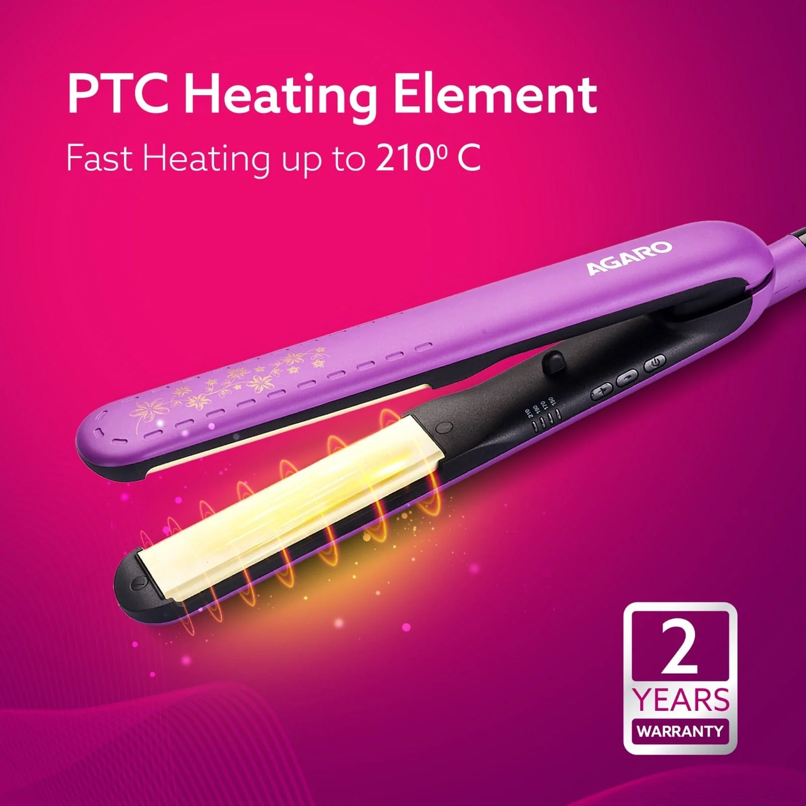 Hair Straightener, Keratin Infused Ceramic Coated Titanium Plates, Fast Heating, 4 Temperature Settings, Hair Straightening, Hair Styling For Women, Purple - Image 4